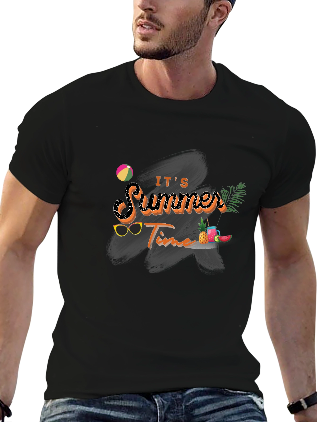 Its Summer Time Black Graphic Tee