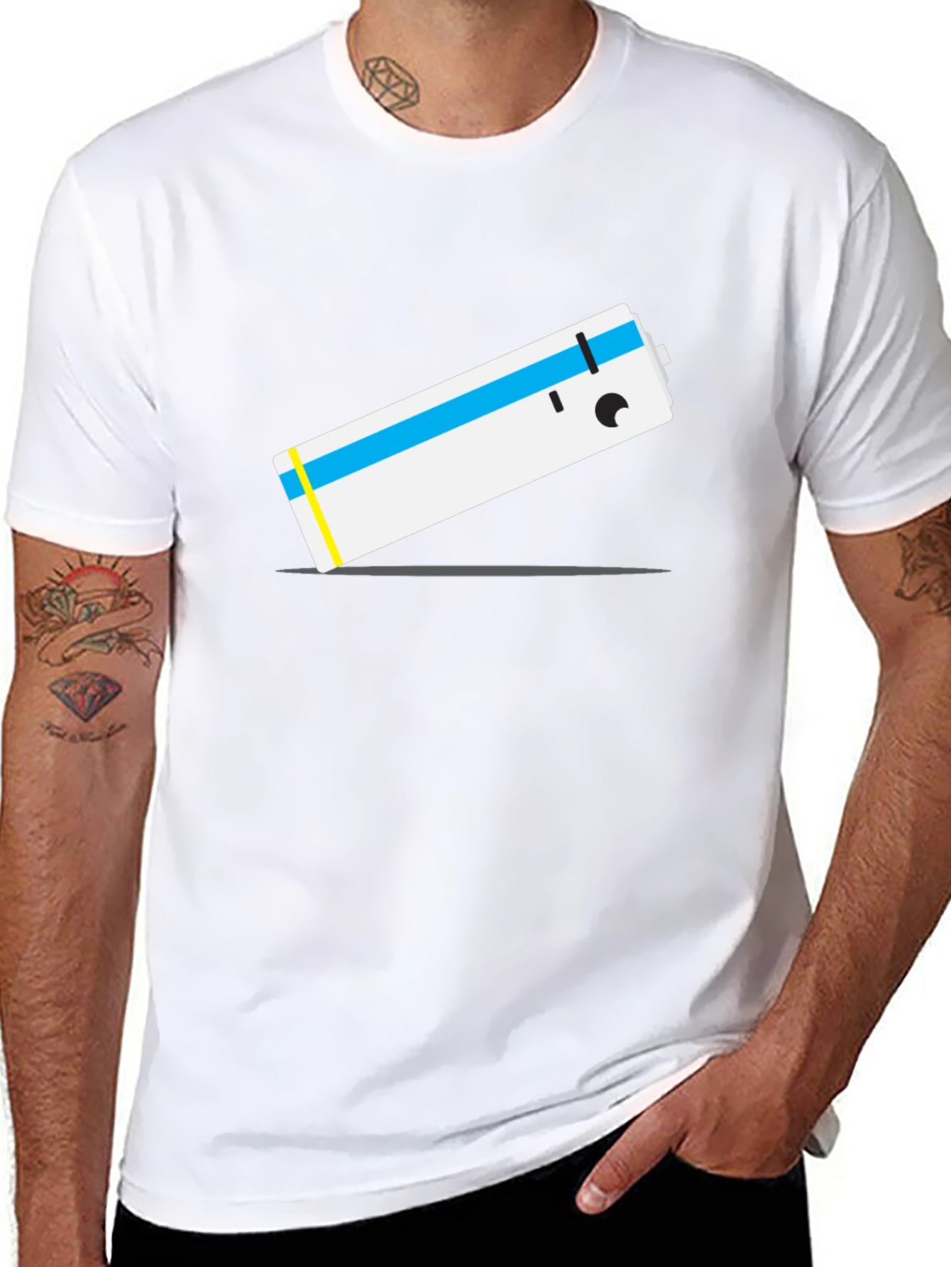 Cartoon Battery T-Shirt - Unique Graphic Tee