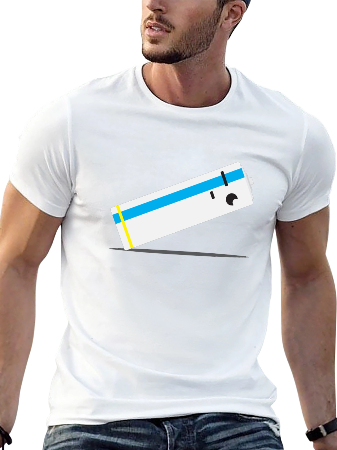 Cartoon Battery T-Shirt - Unique Graphic Tee