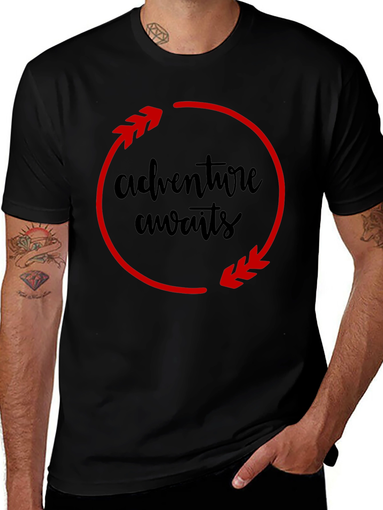 Adventure Awaits Black Graphic Tee