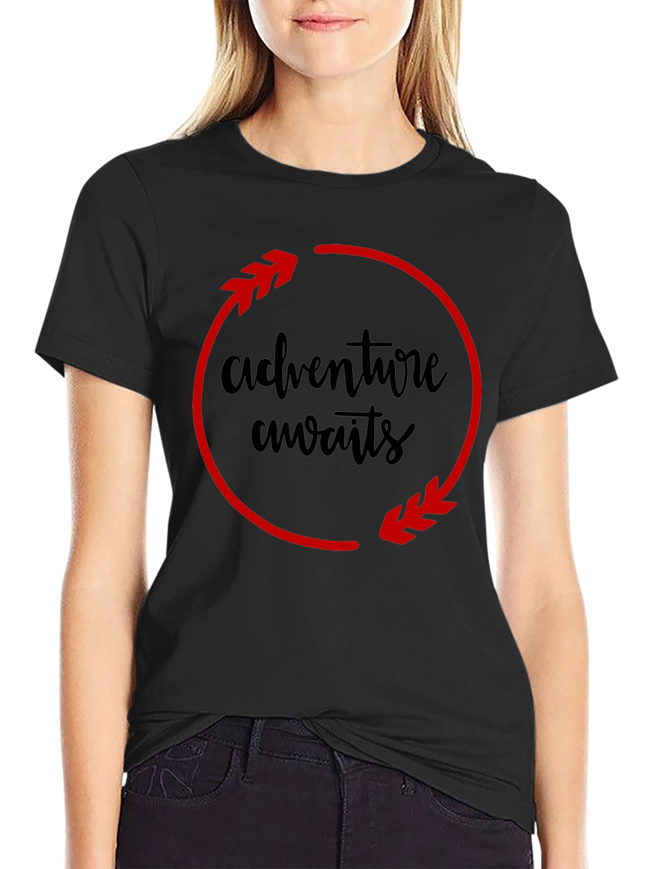 Adventure Awaits Black Graphic Tee