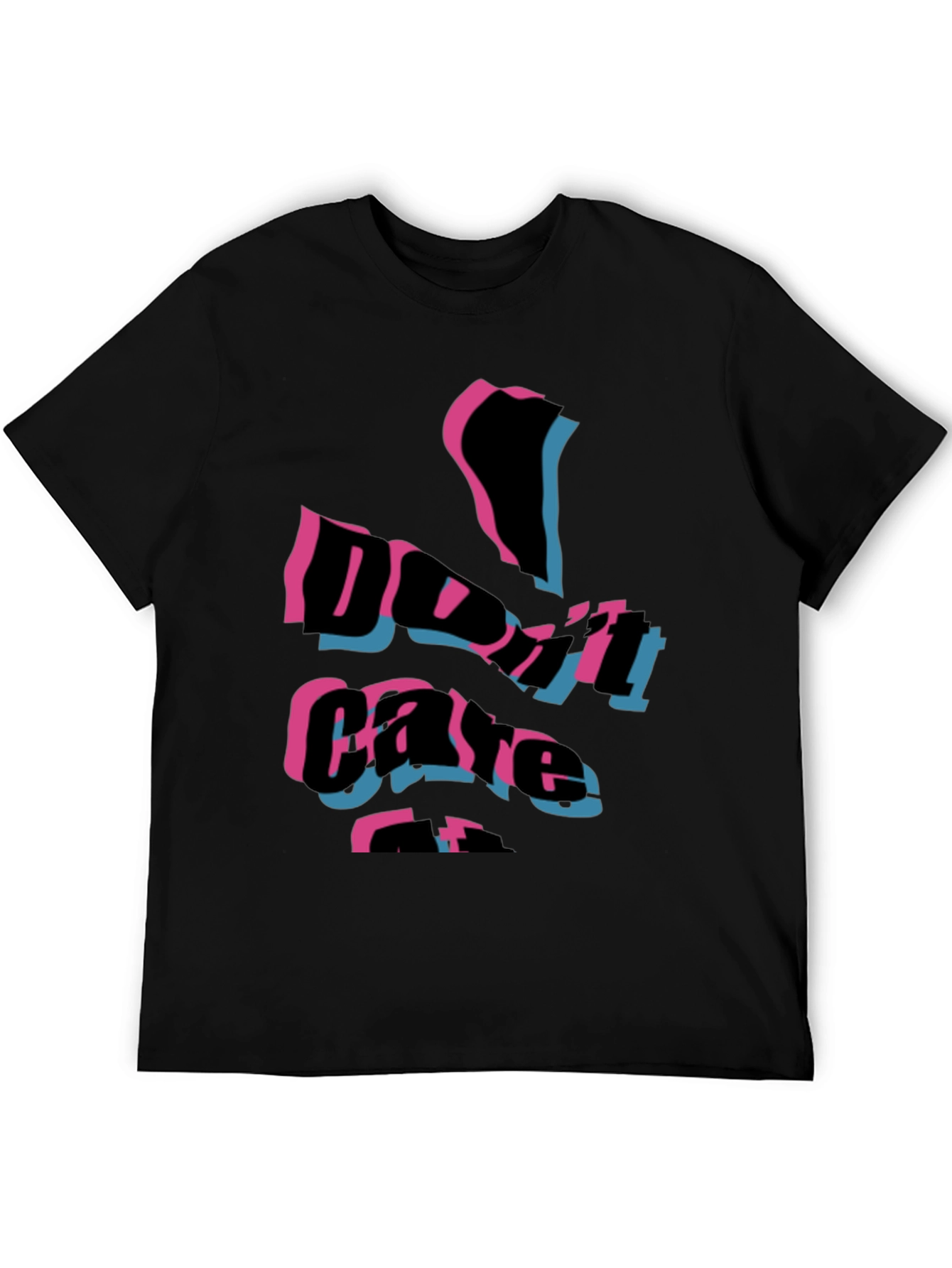 Edgy Dont Care Graphic Print Black T-Shirt
