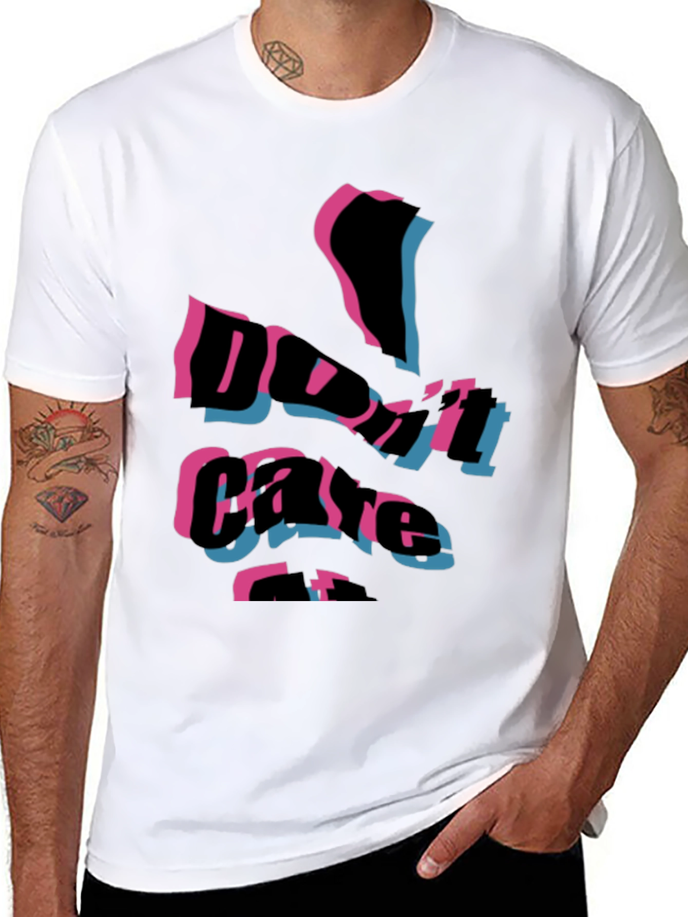 Edgy Dont Care Graphic Print Black T-Shirt