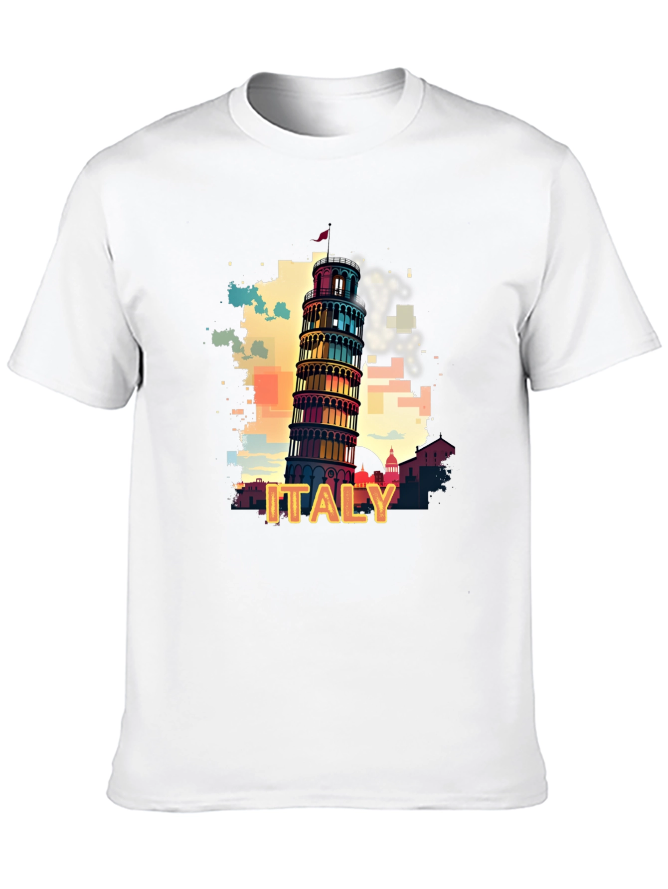 Italy Pisa Tower Graphic Tee - Mens Black T-Shirt