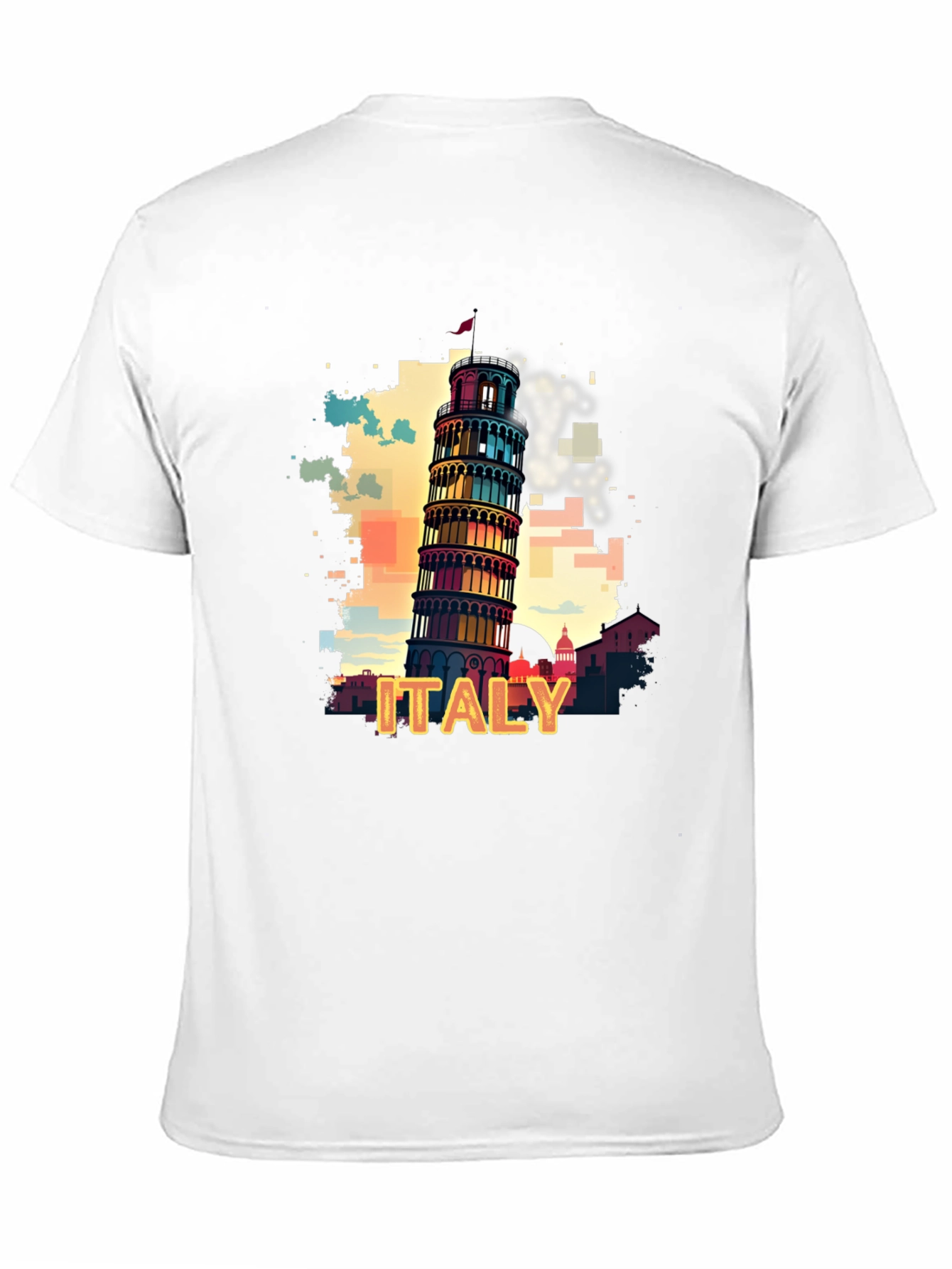 Italy Pisa Tower Graphic Tee - Mens Black T-Shirt