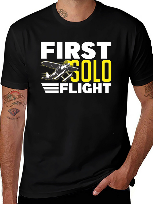 First Solo Flight Black T-Shirt Aviation Tee