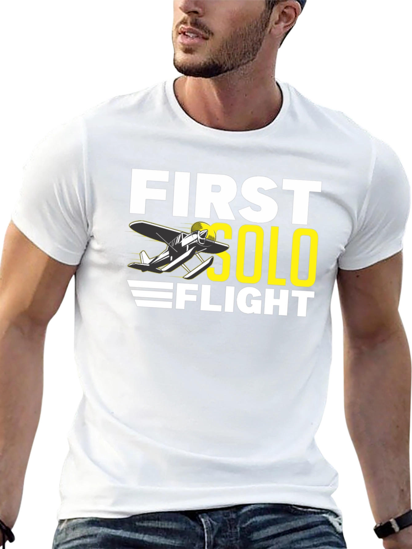 First Solo Flight Black T-Shirt Aviation Tee