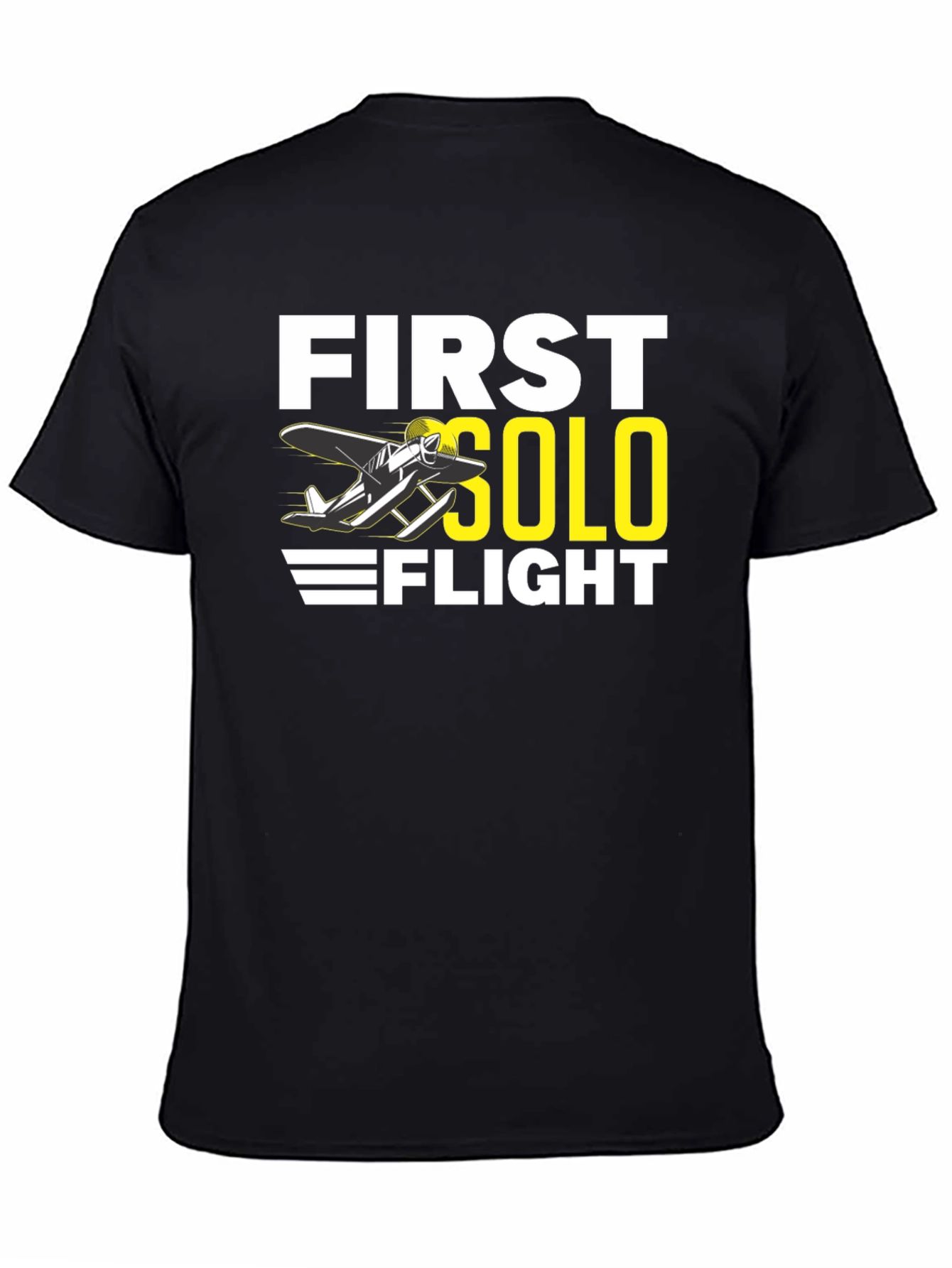 First Solo Flight Black T-Shirt Aviation Tee