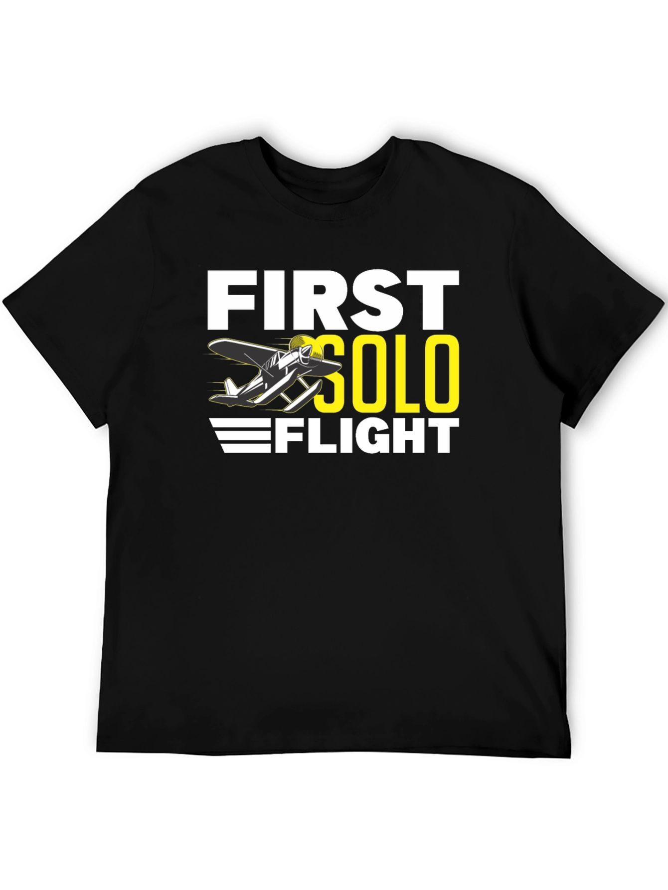 First Solo Flight Black T-Shirt Aviation Tee