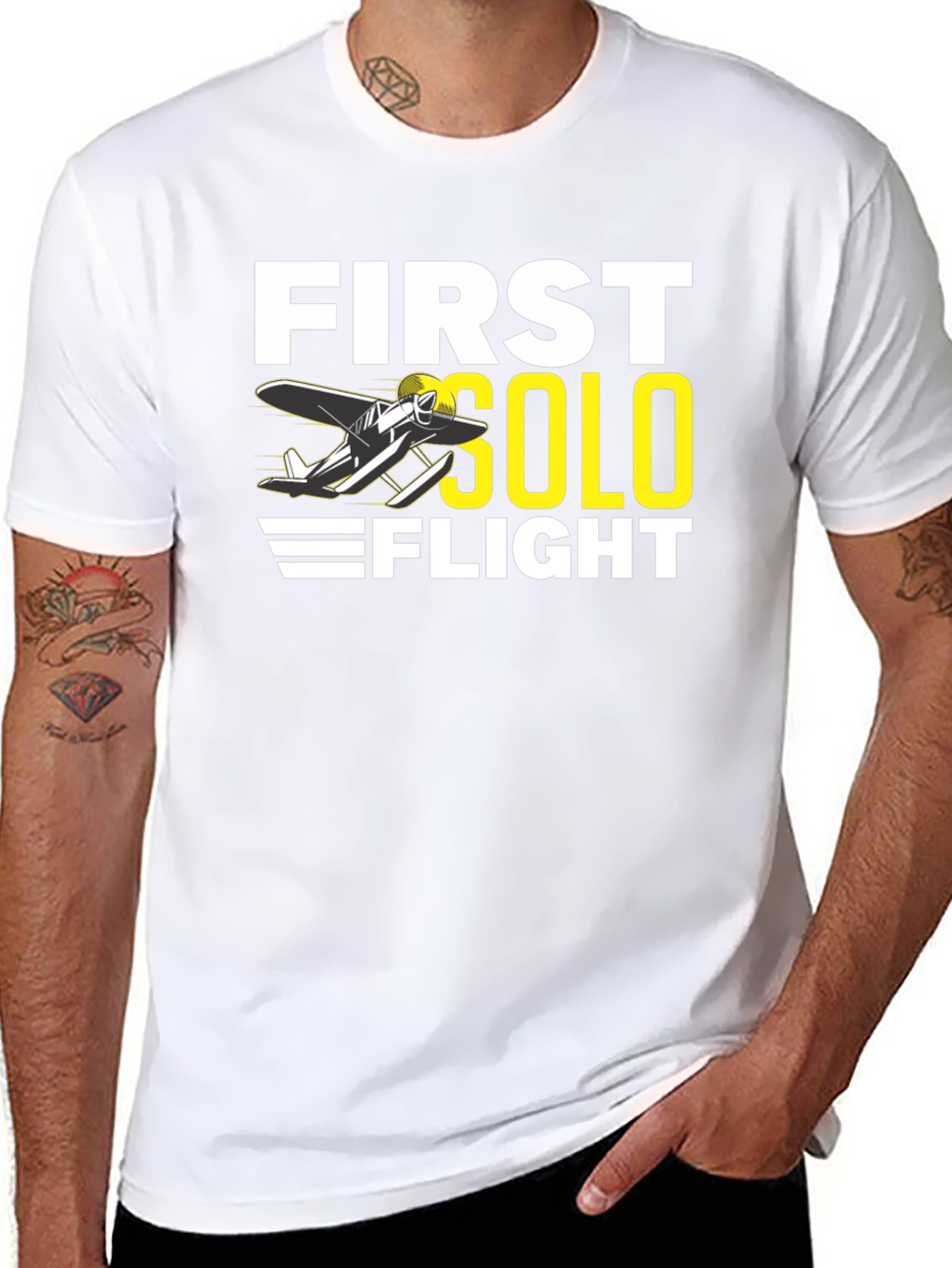 First Solo Flight Black T-Shirt Aviation Tee
