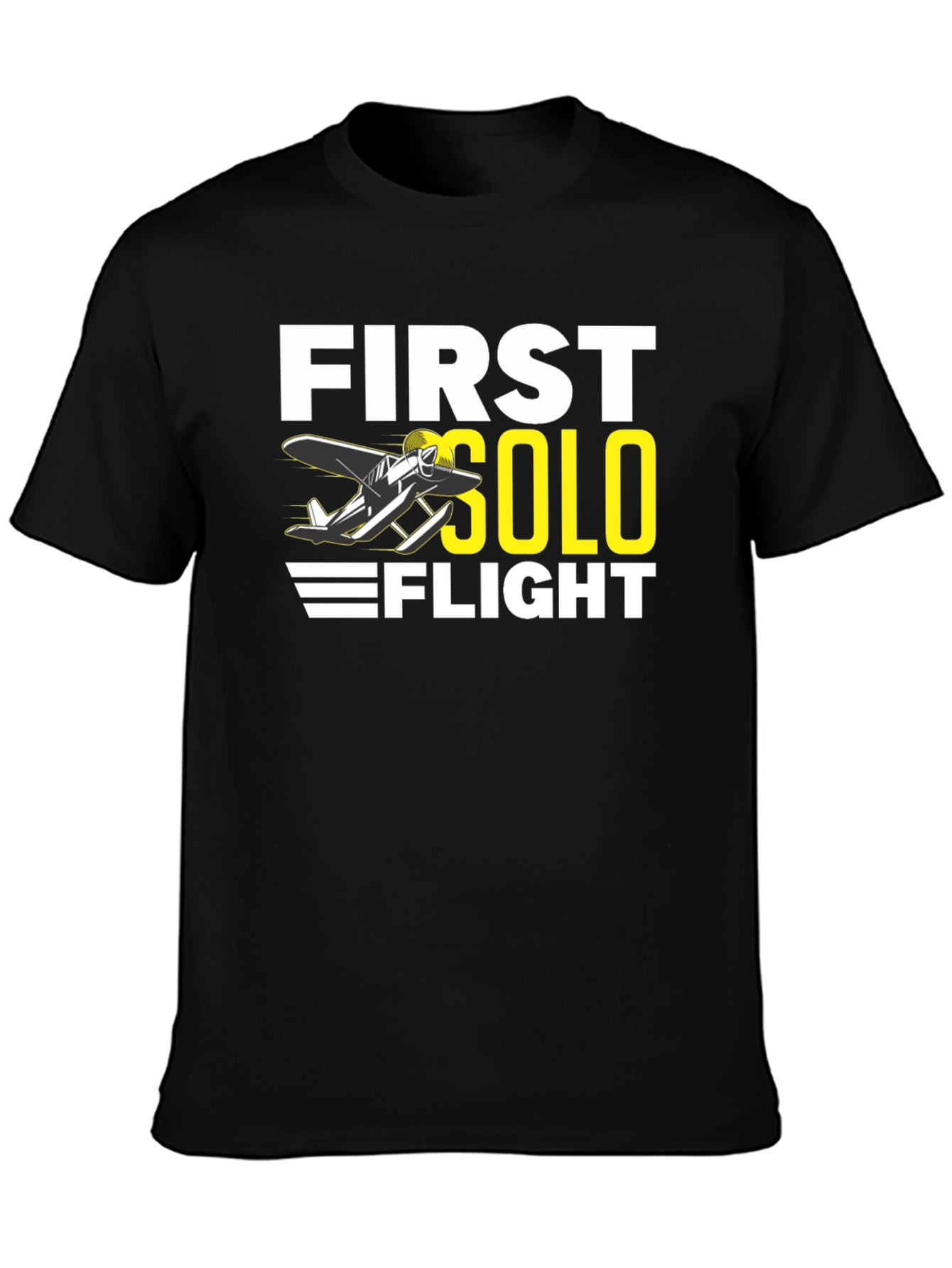 First Solo Flight Black T-Shirt Aviation Tee