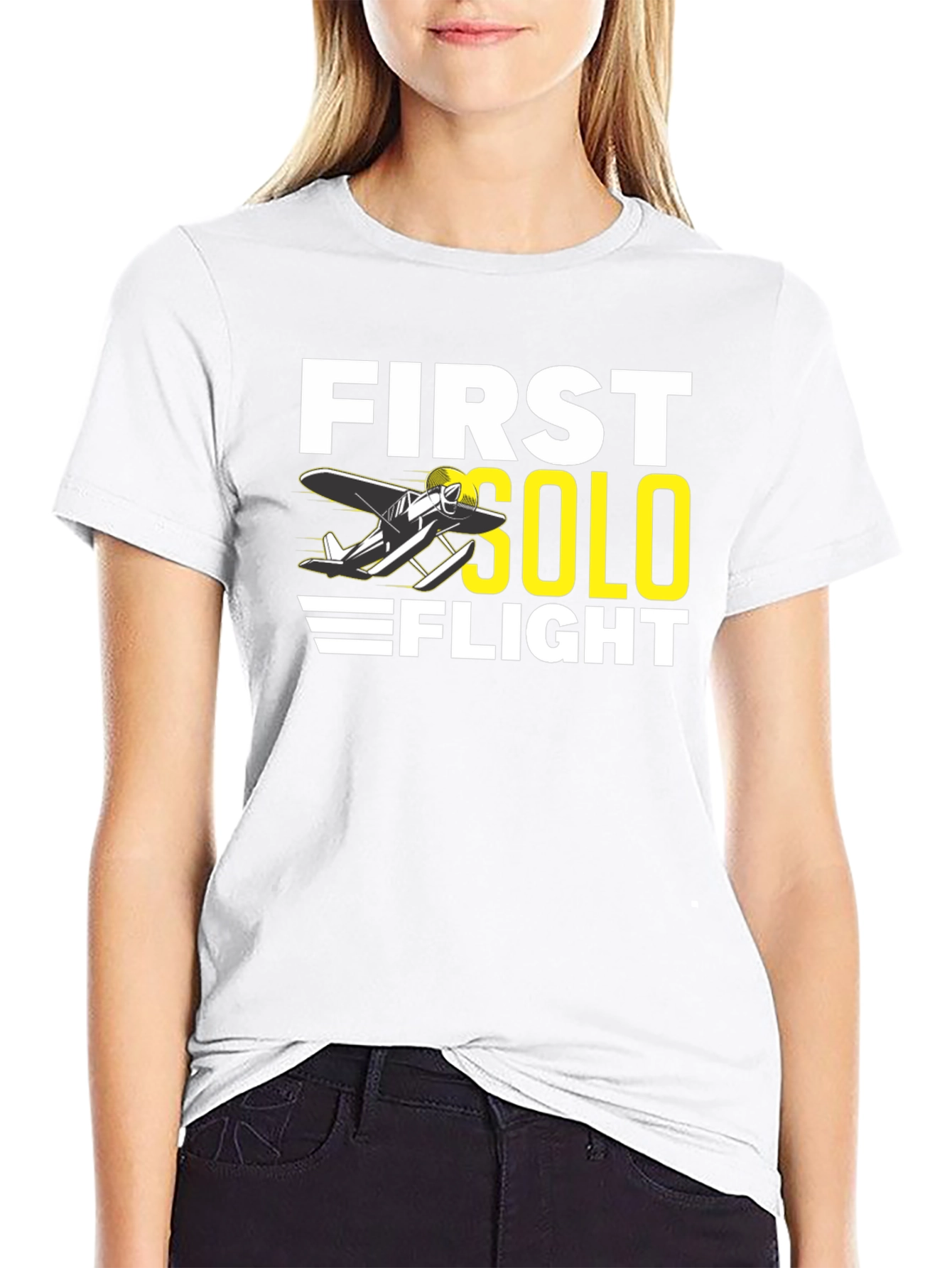 First Solo Flight Black T-Shirt Aviation Tee