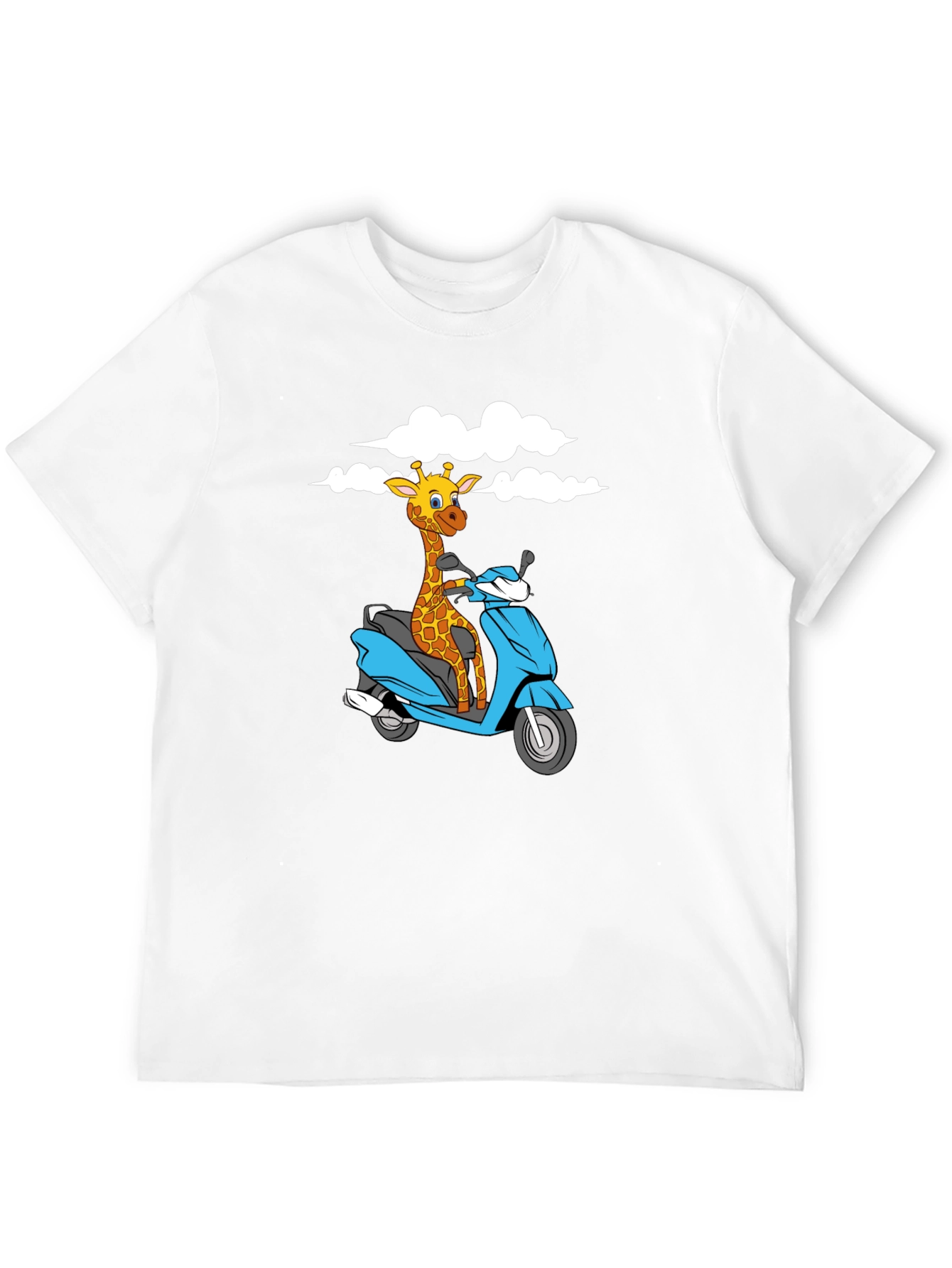 Giraffe on Scooter Graphic T-Shirt - Black