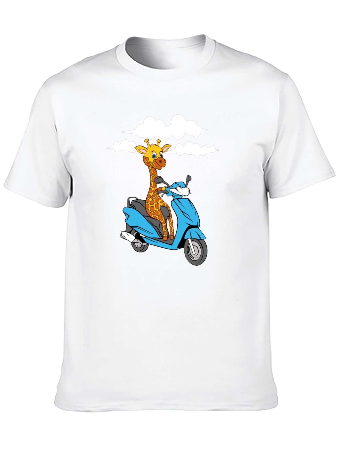 Giraffe on Scooter Graphic T-Shirt - Black
