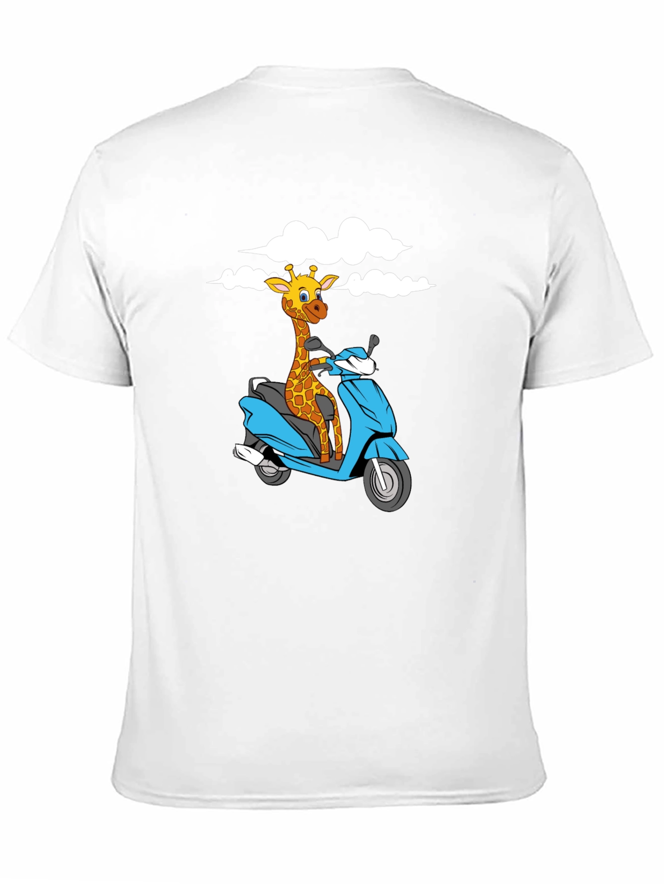Giraffe on Scooter Graphic T-Shirt - Black