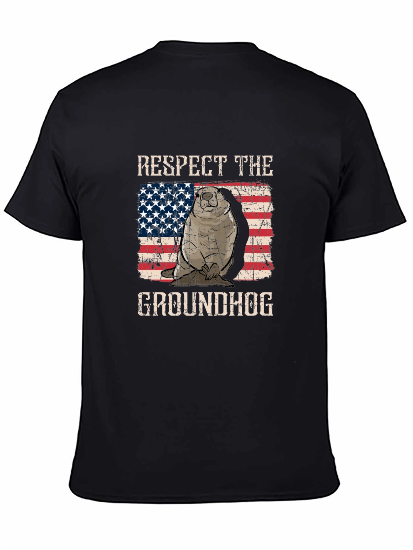 Respect the Groundhog USA Flag Graphic Tee