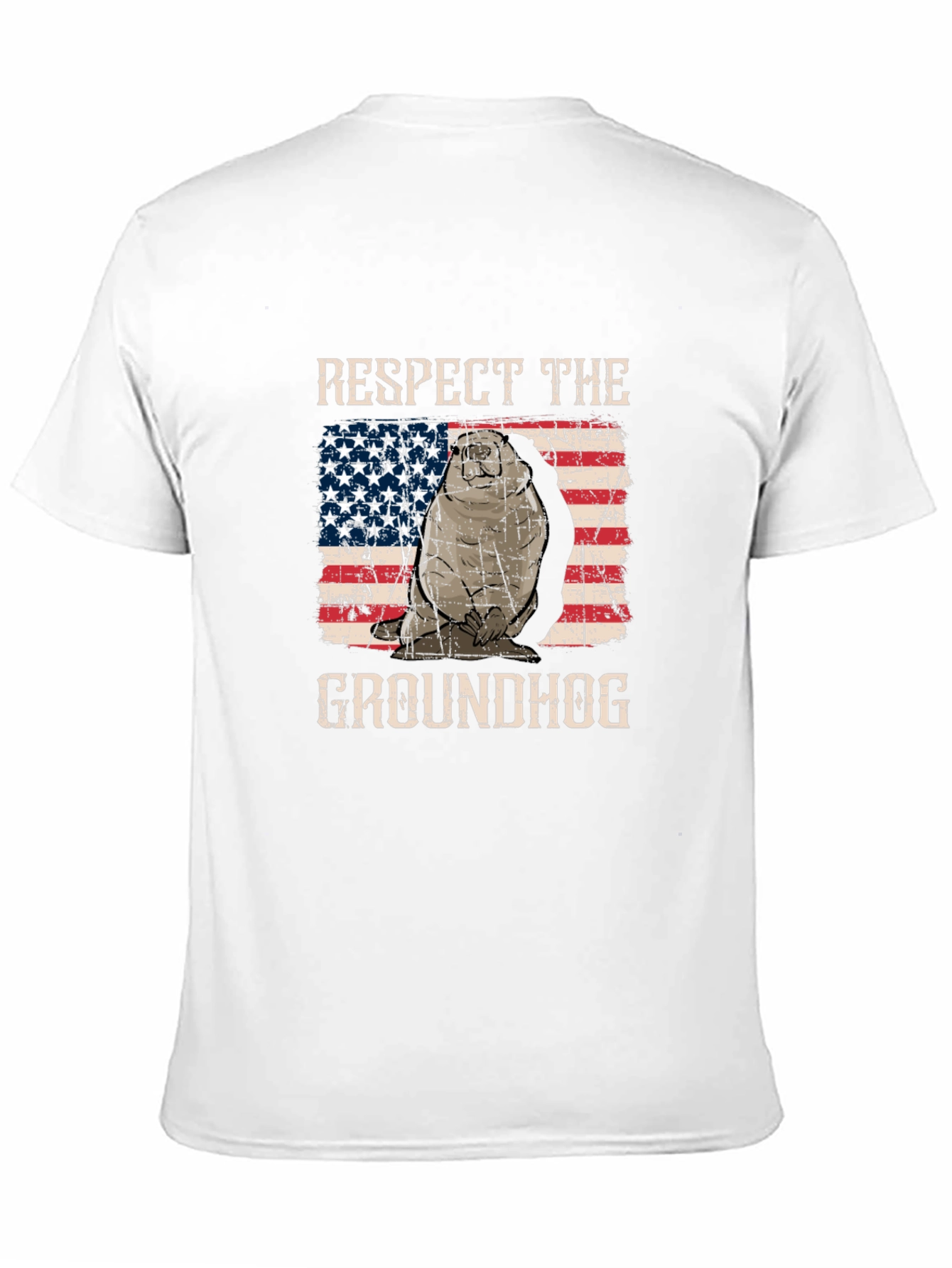 Respect the Groundhog USA Flag Graphic Tee