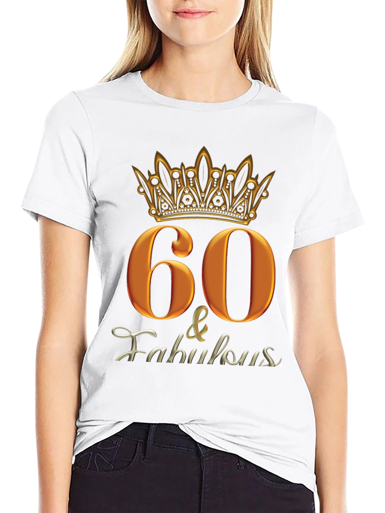 60 & Fabulous Black Graphic T-Shirt