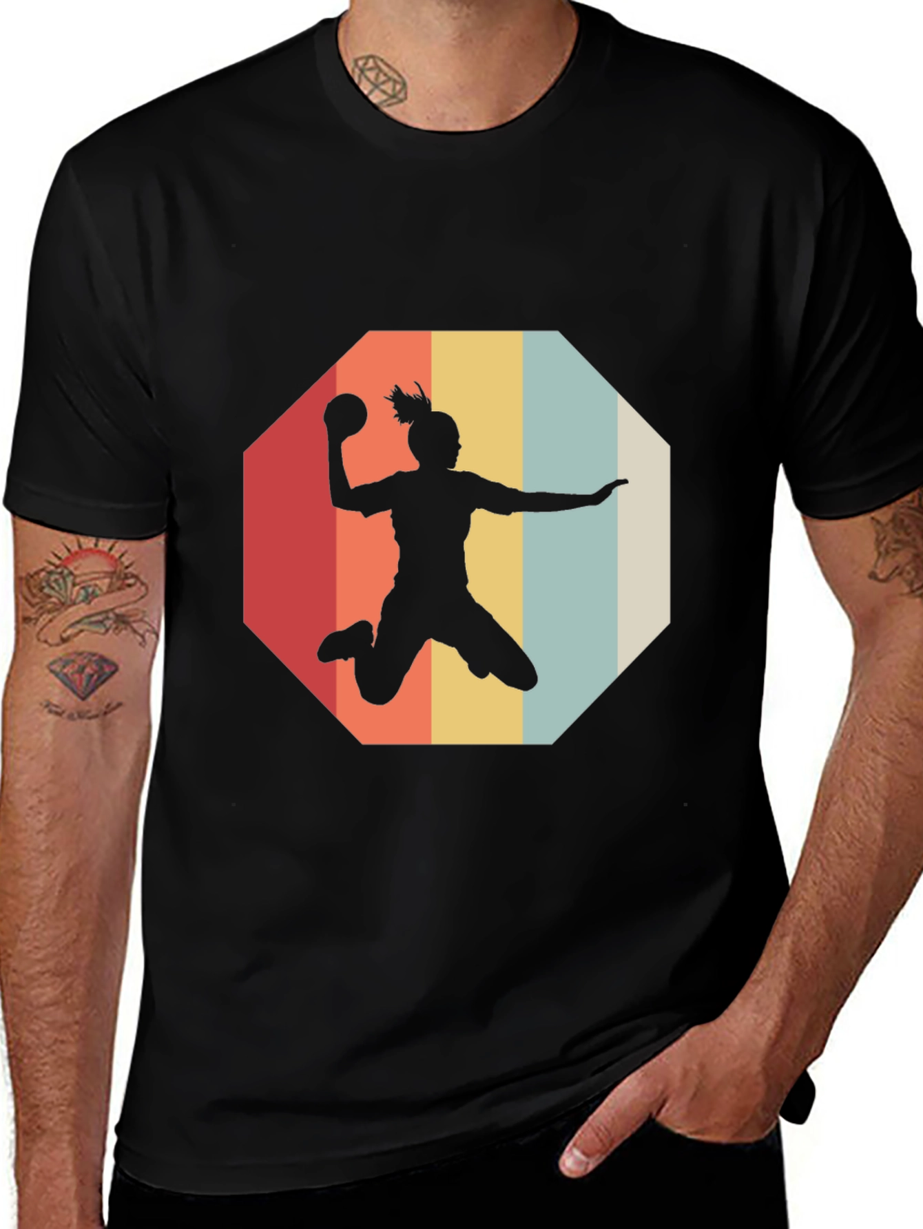 Retro Handball Player Graphic Tee