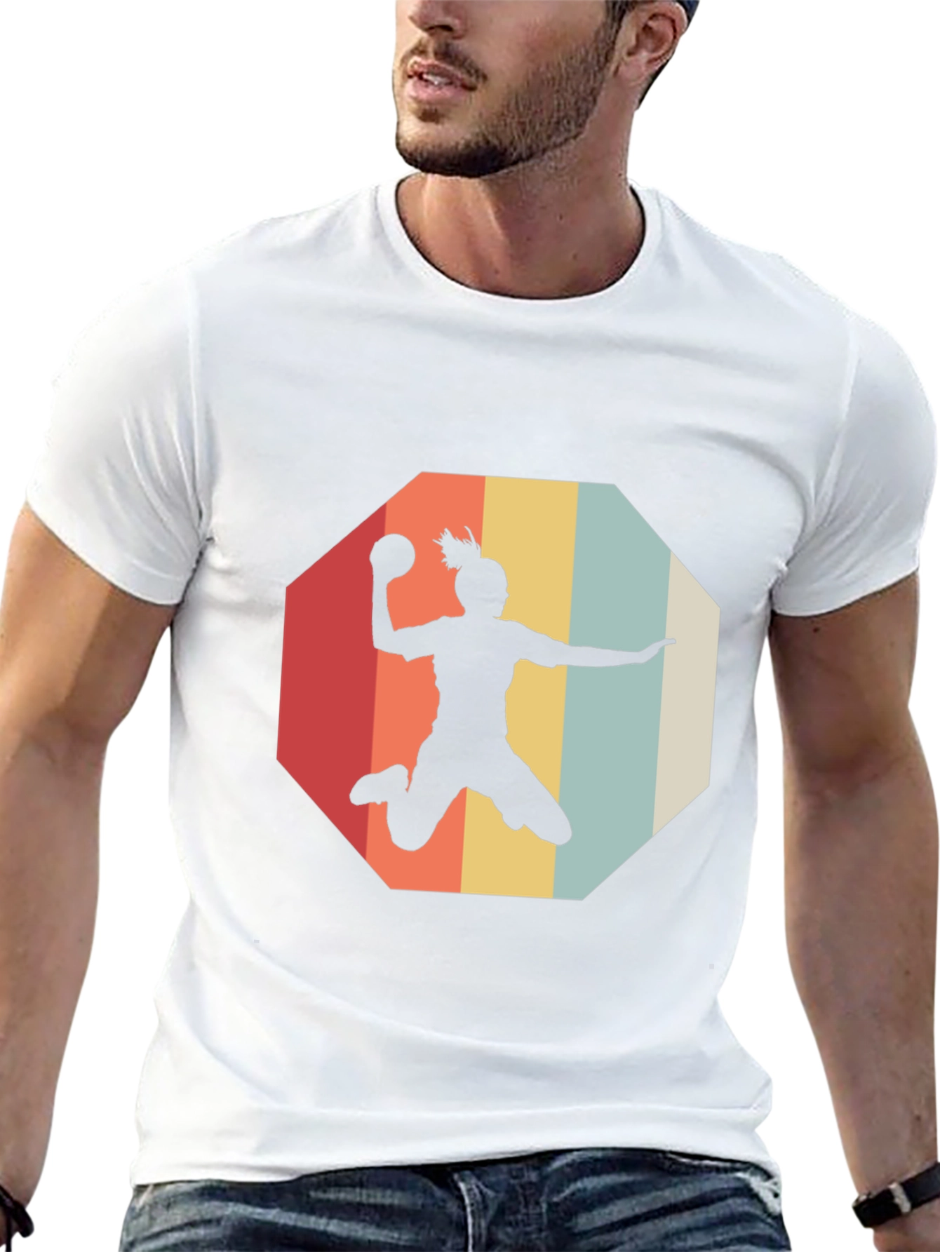 Retro Handball Player Graphic Tee