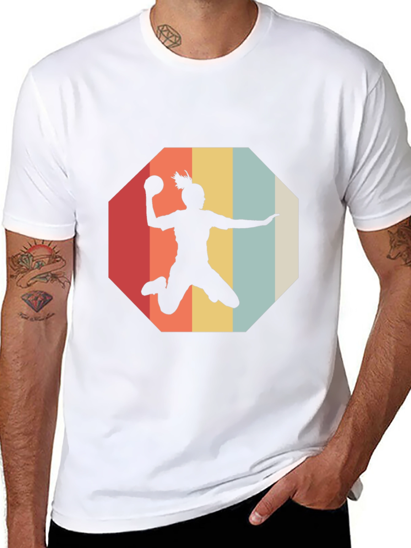 Retro Handball Player Graphic Tee