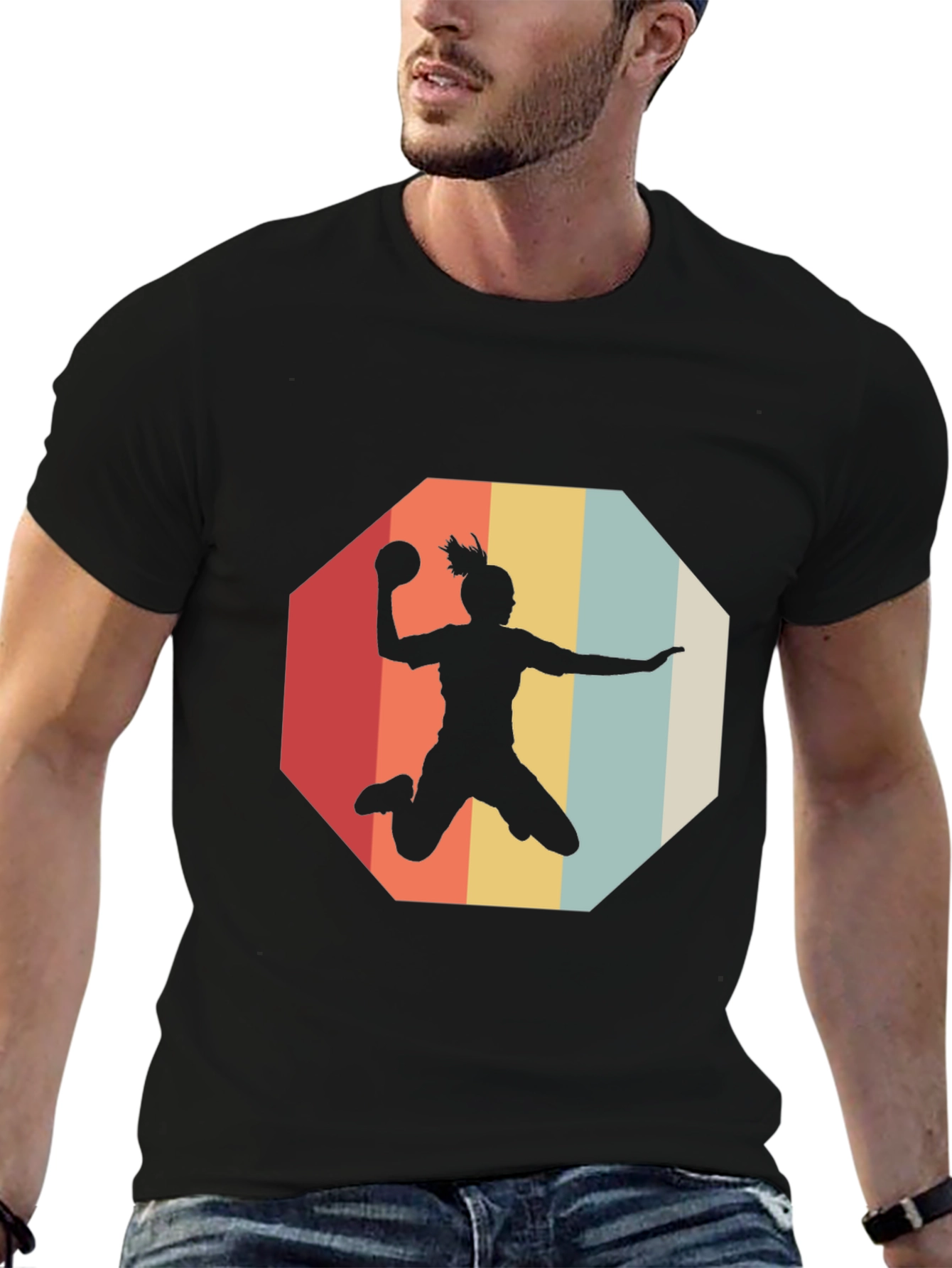 Retro Handball Player Graphic Tee