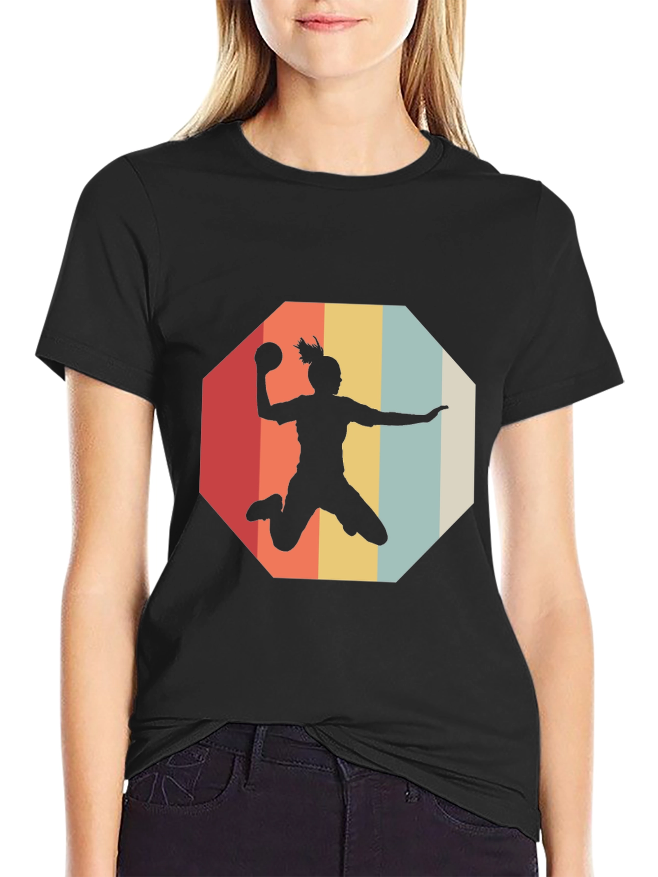Retro Handball Player Graphic Tee