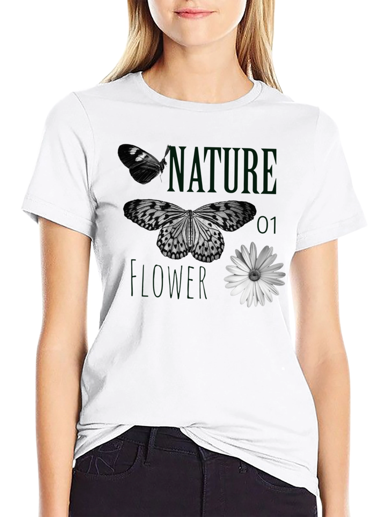 Nature Flower Butterfly Graphic Tee