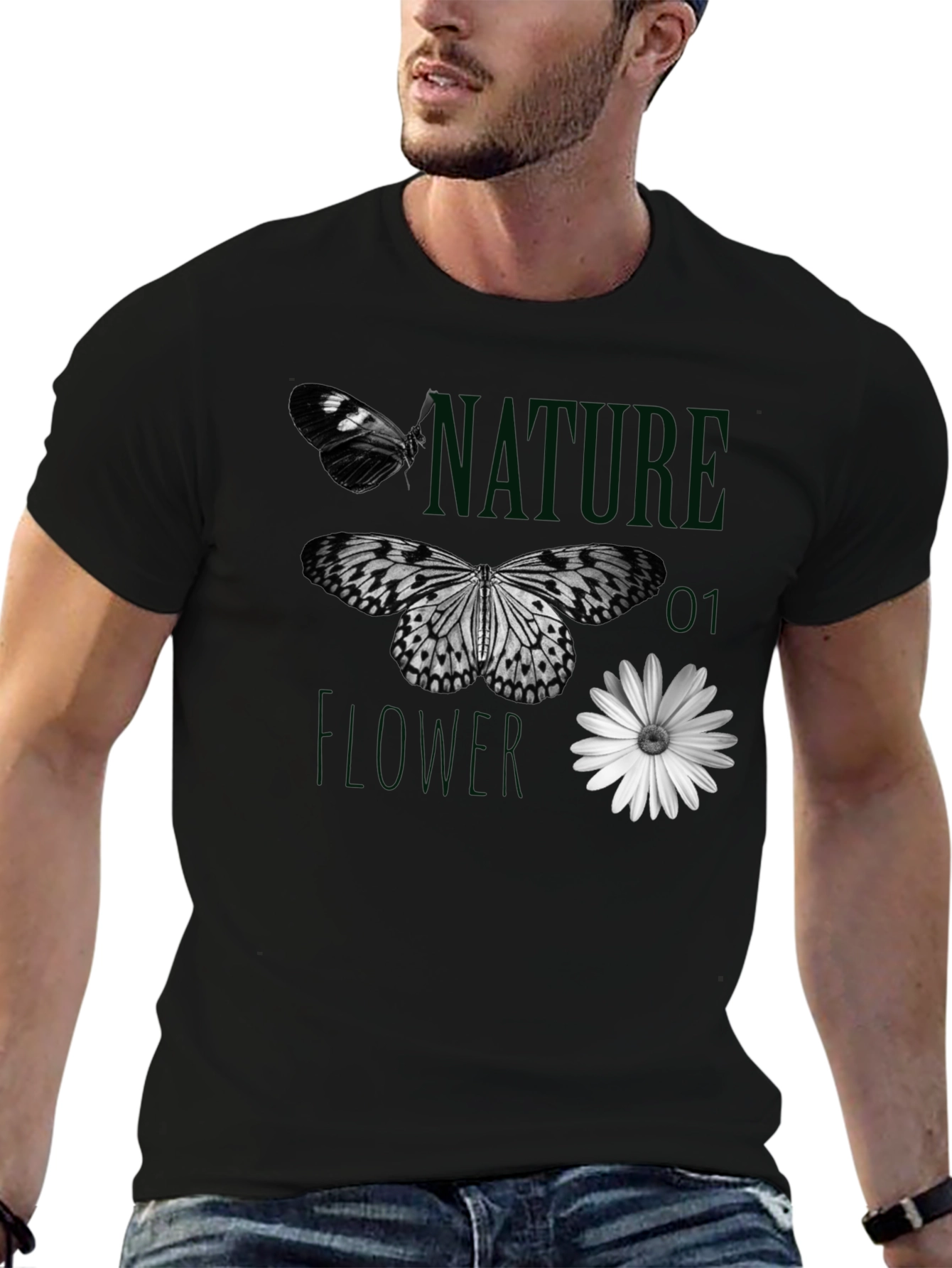 Nature Flower Butterfly Graphic Tee