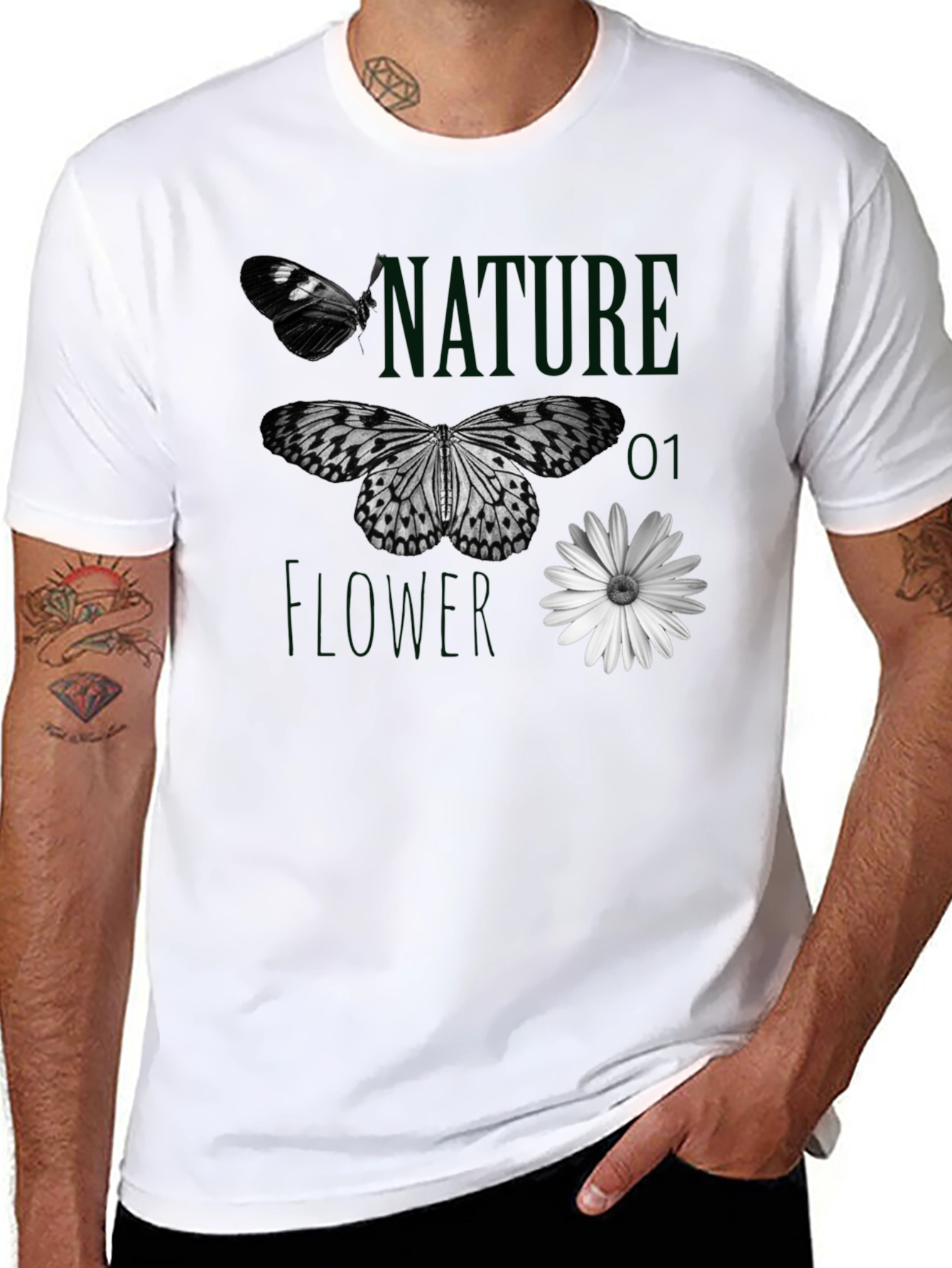 Nature Flower Butterfly Graphic Tee