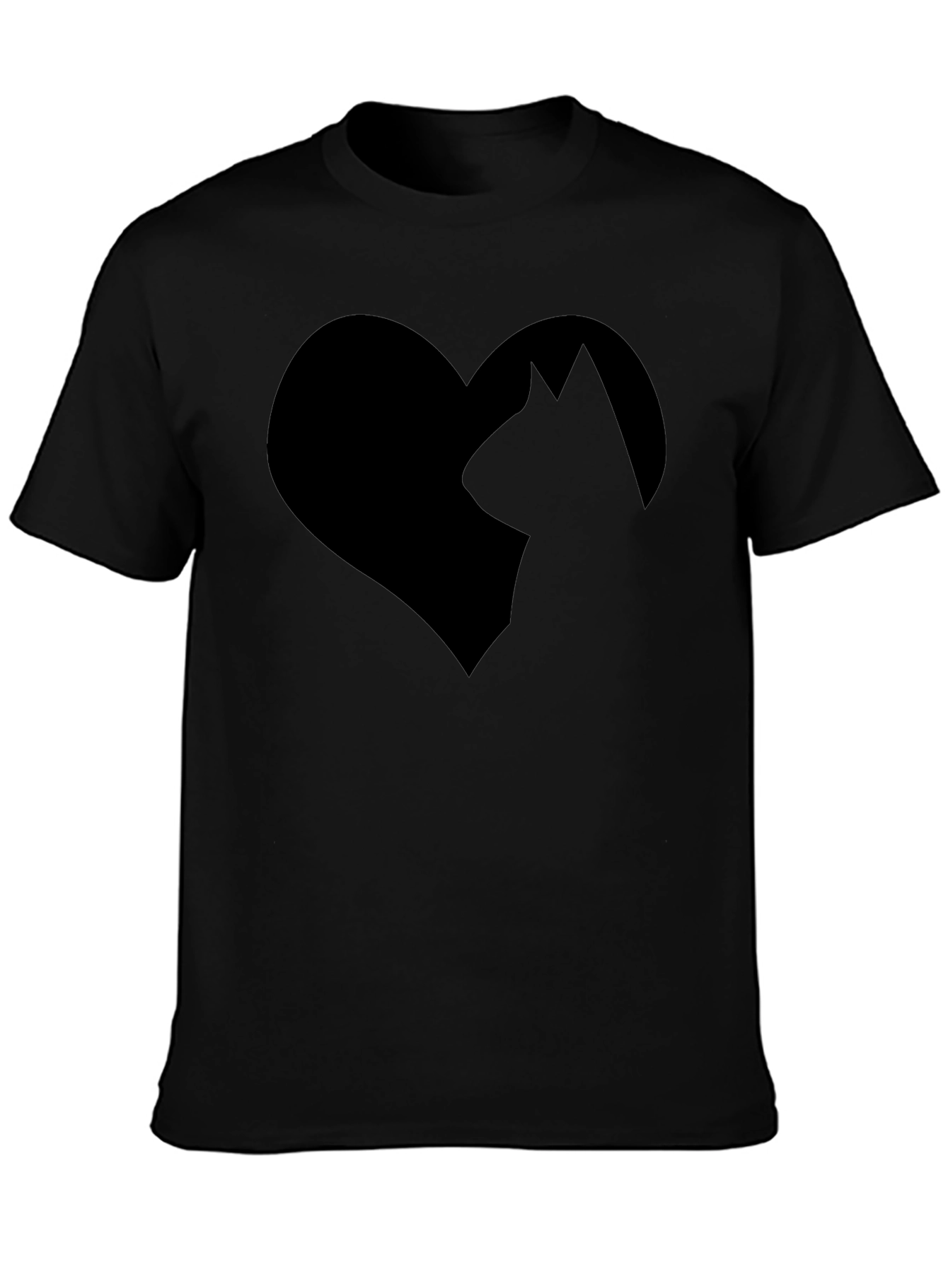 Cat Lover Tee - Heart & Silhouette Design