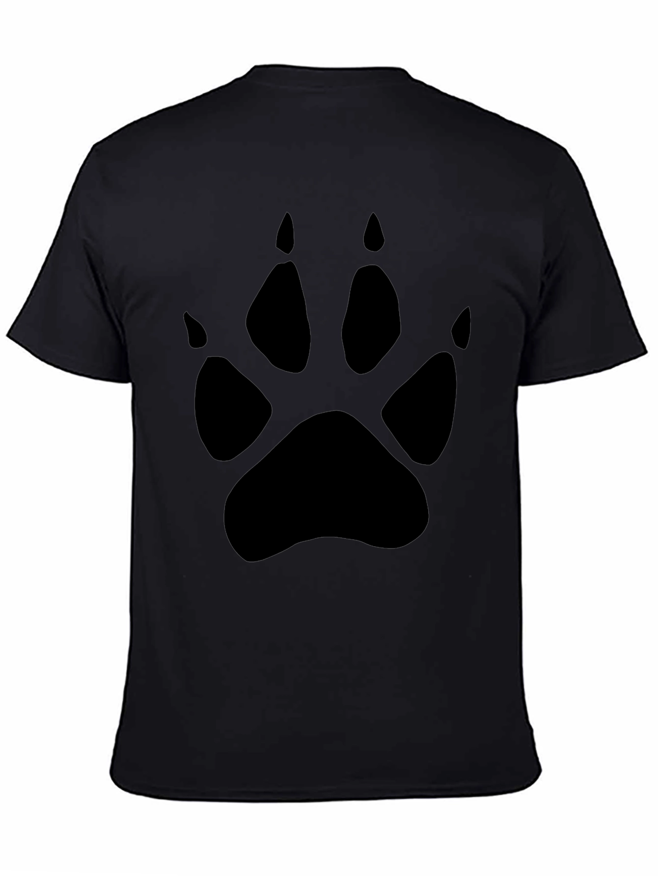 Mens Black T-Shirt with Paw Print Design