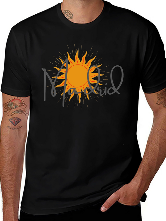 Madrid Sun Graphic Tee - Modern Black T-Shirt