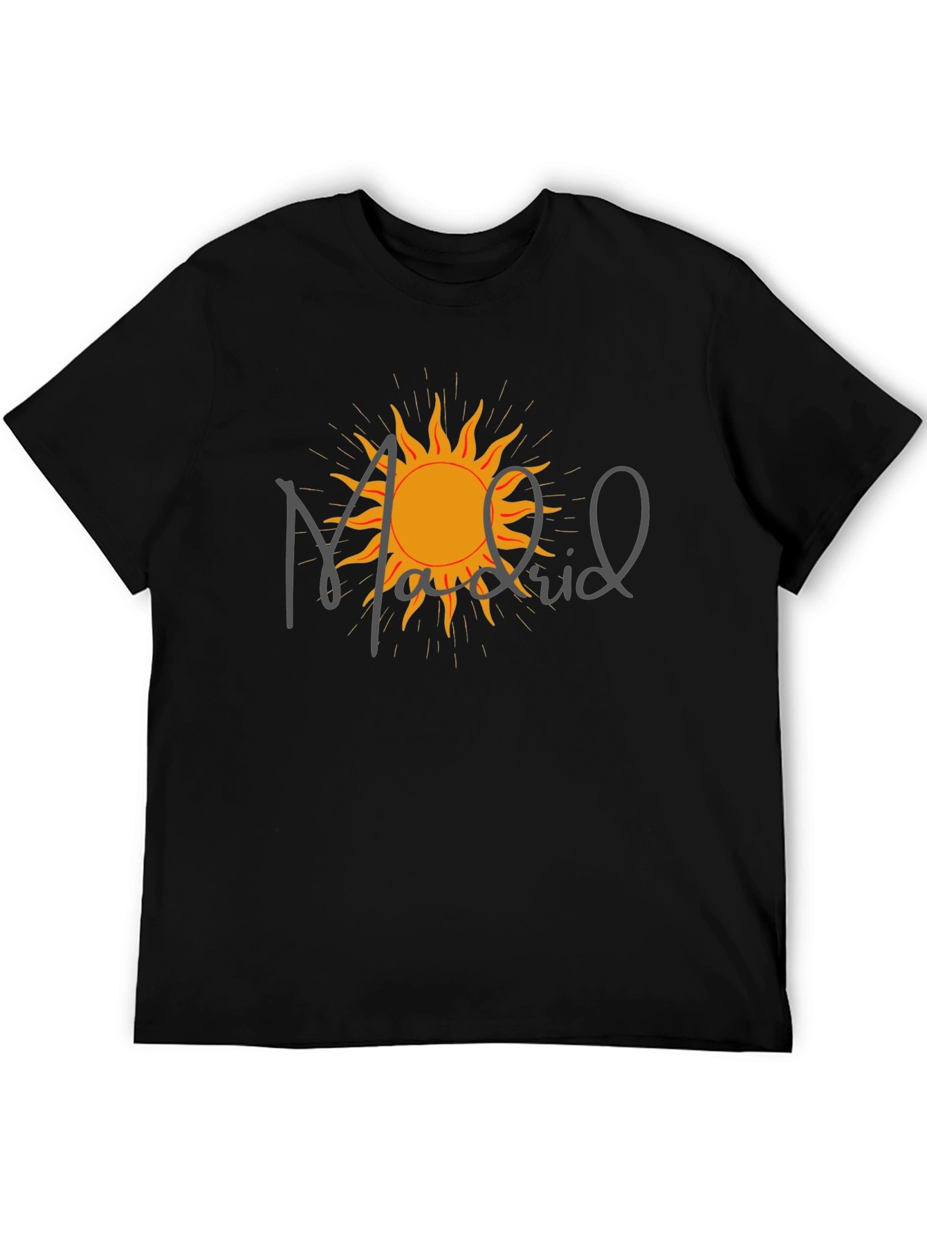 Madrid Sun Graphic Tee - Modern Black T-Shirt