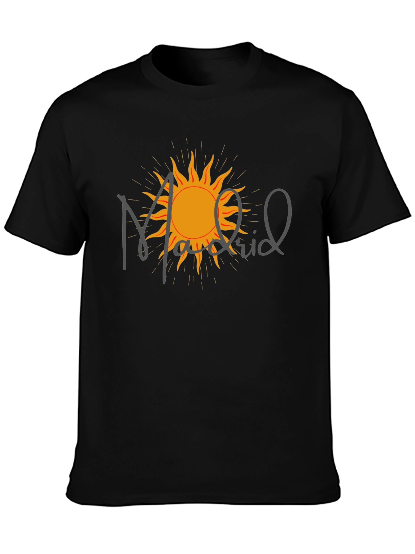 Madrid Sun Graphic Tee - Modern Black T-Shirt
