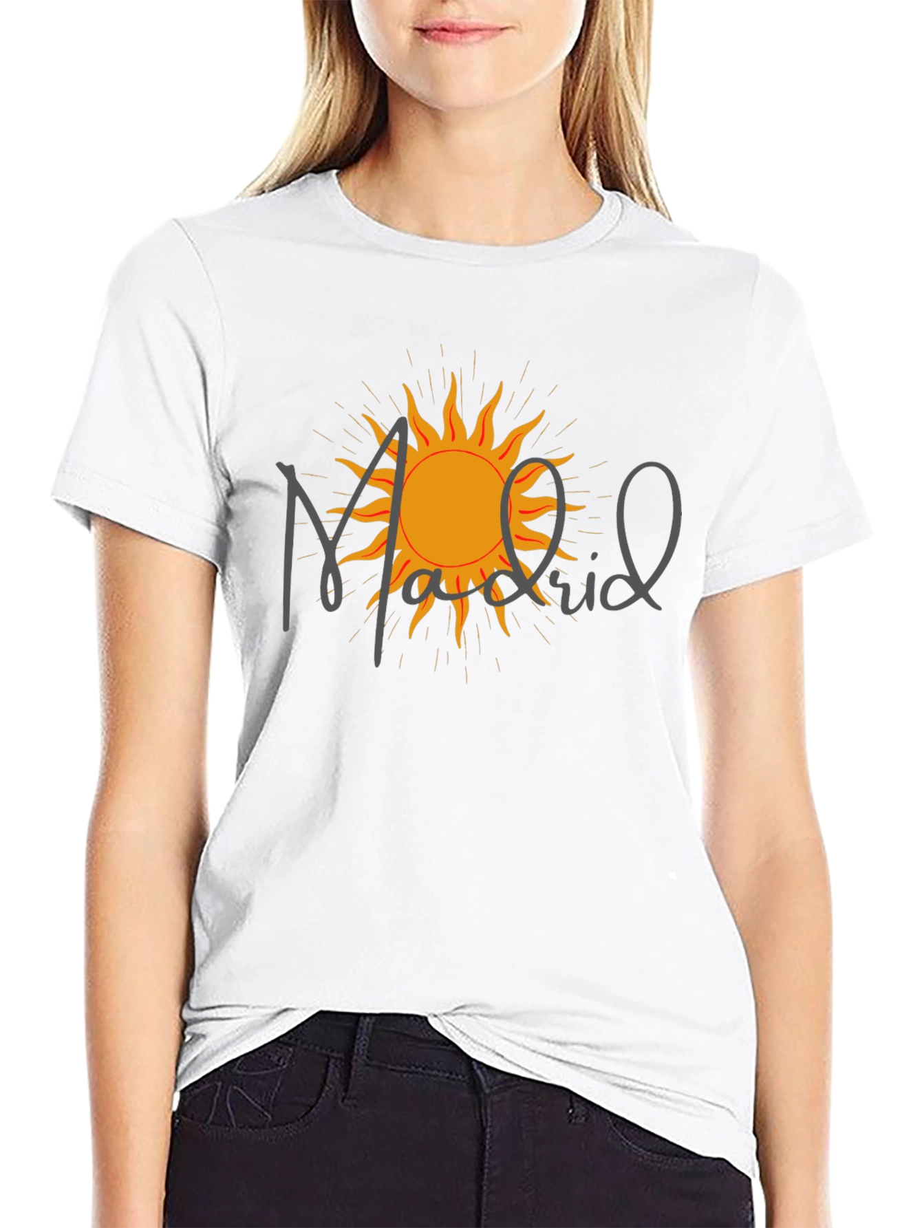 Madrid Sun Graphic Tee - Modern Black T-Shirt