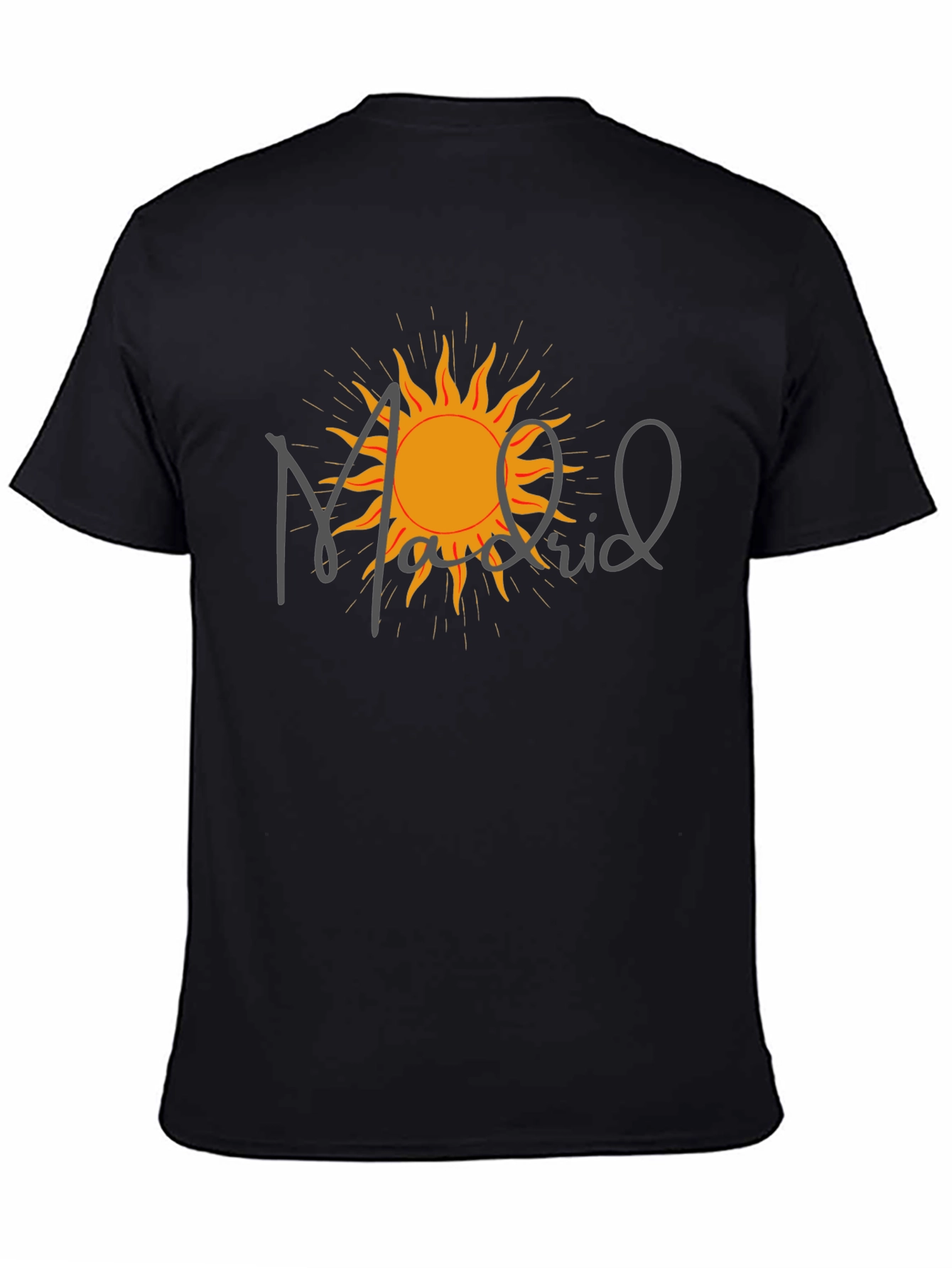 Madrid Sun Graphic Tee - Modern Black T-Shirt
