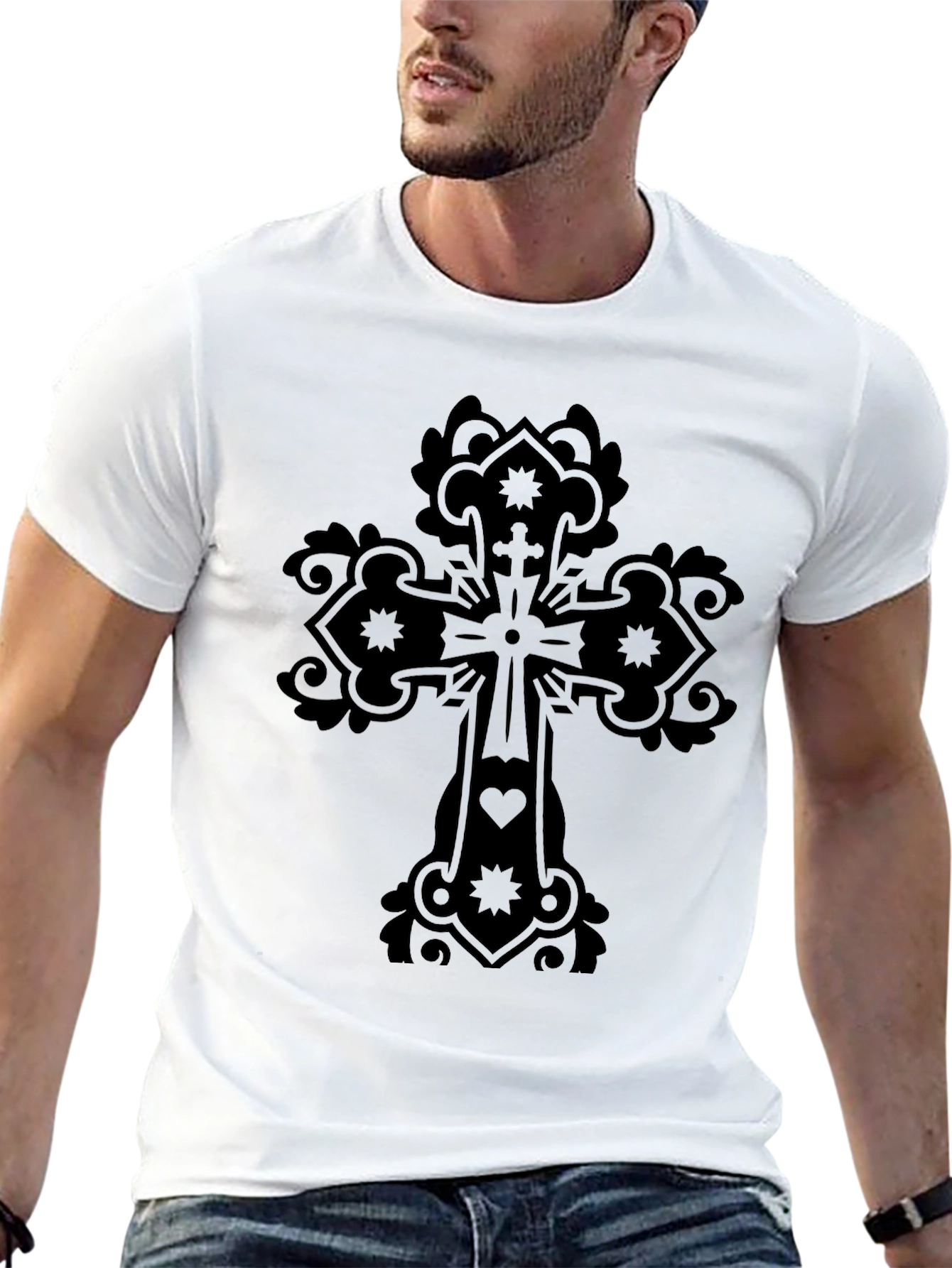 Ornate Cross Graphic T-Shirt