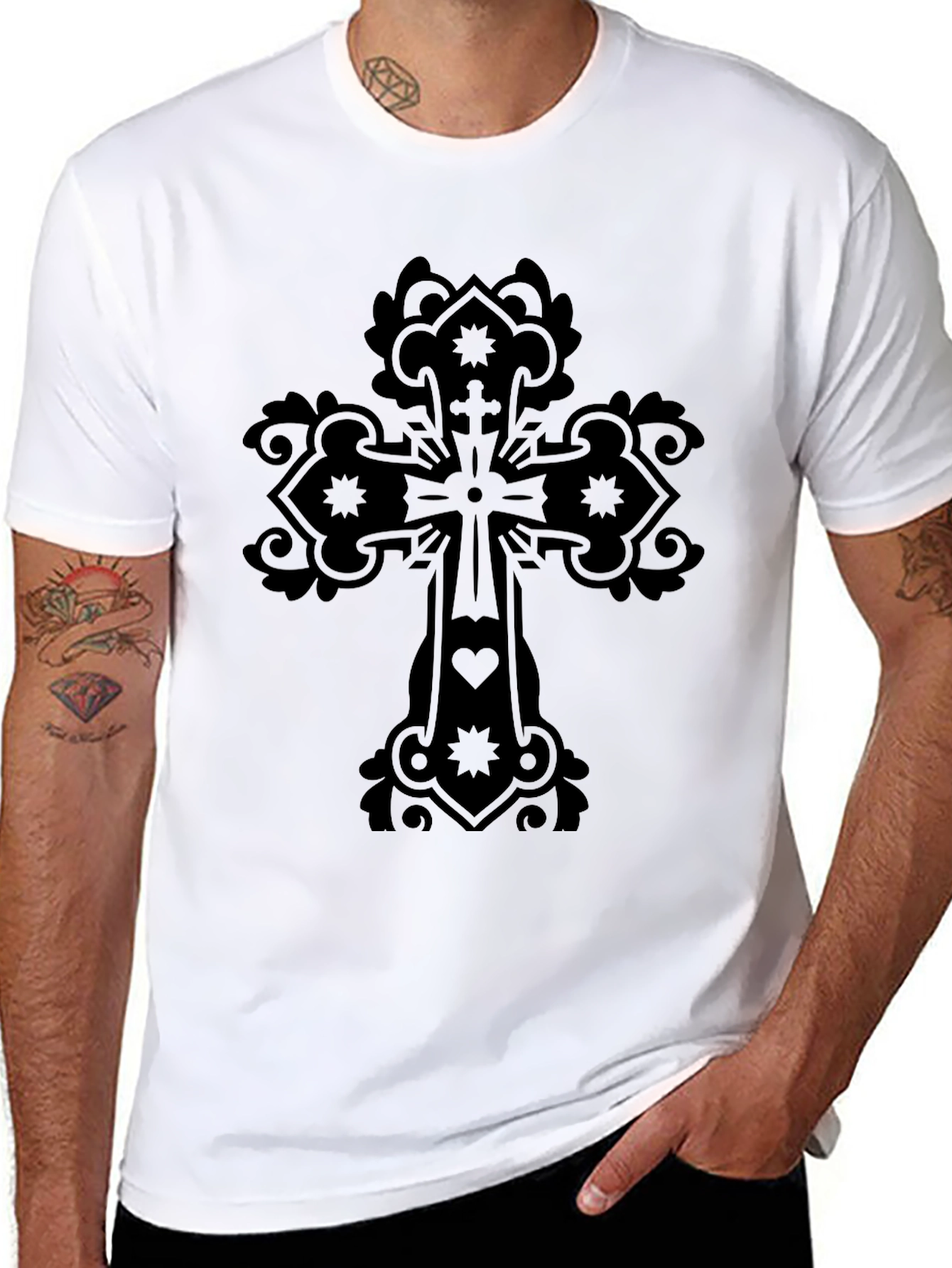 Ornate Cross Graphic T-Shirt