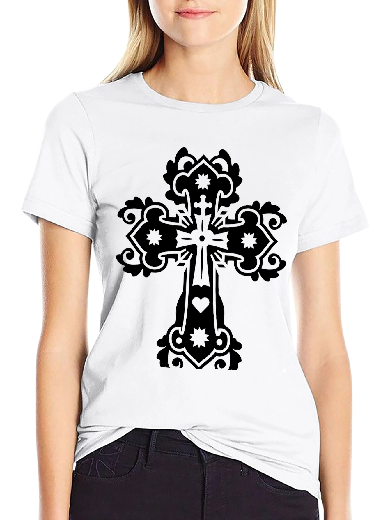 Ornate Cross Graphic T-Shirt