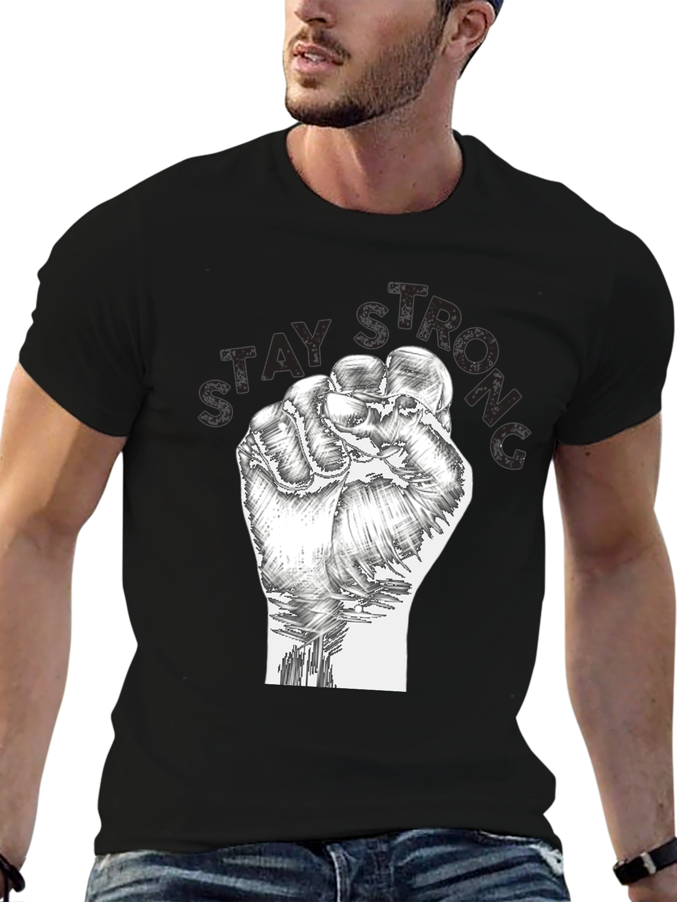 Stay Strong Graphic T-Shirt - Fist Design