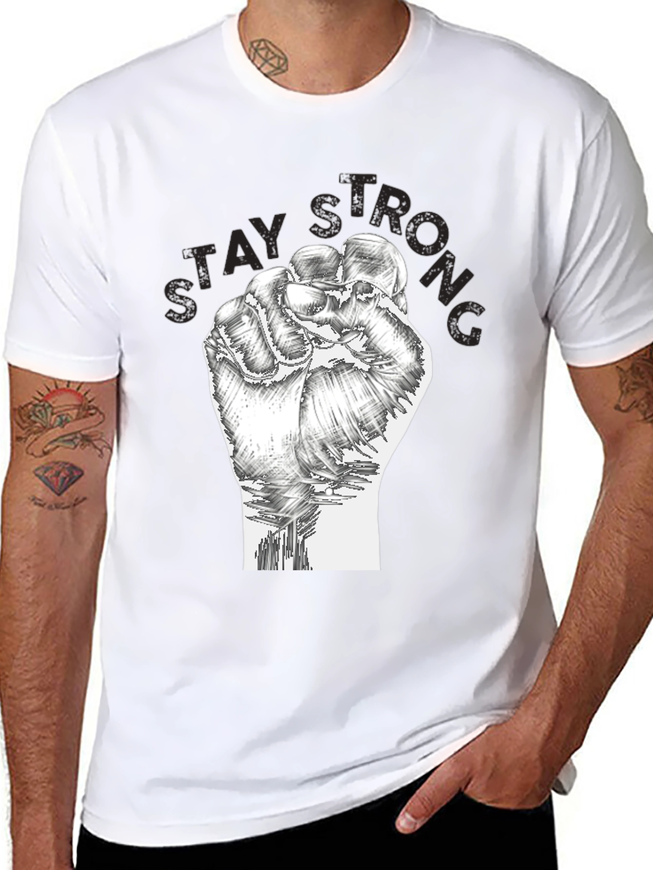 Stay Strong Graphic T-Shirt - Fist Design