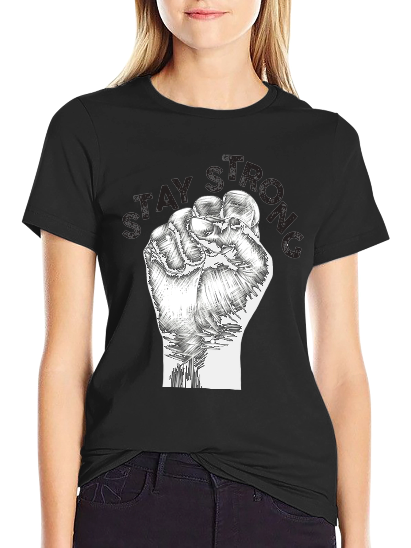 Stay Strong Graphic T-Shirt - Fist Design