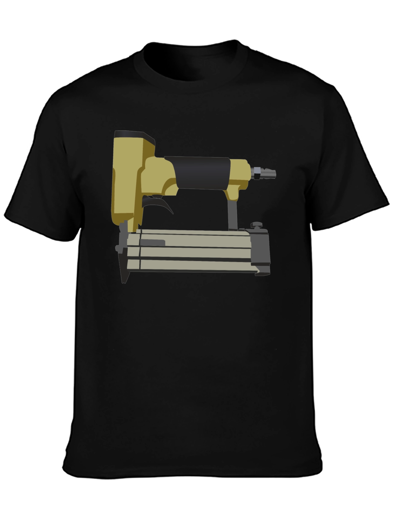 Nail Gun Graphic Tee - Black Cotton T-Shirt
