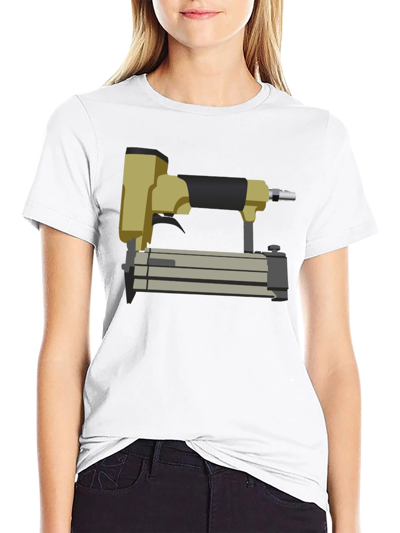 Nail Gun Graphic Tee - Black Cotton T-Shirt