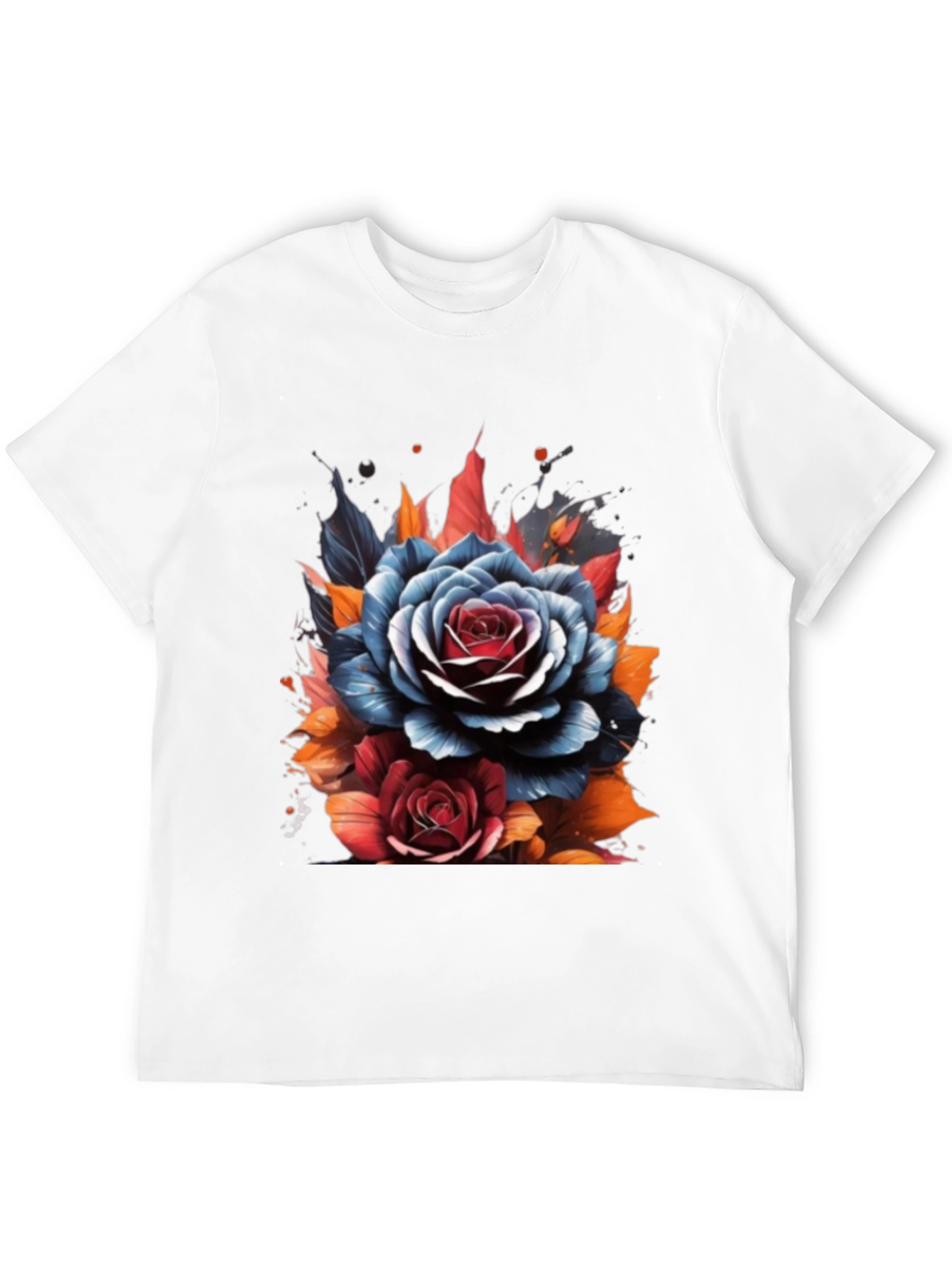 Floral Rose Graphic Tee - Unique Artistic Design