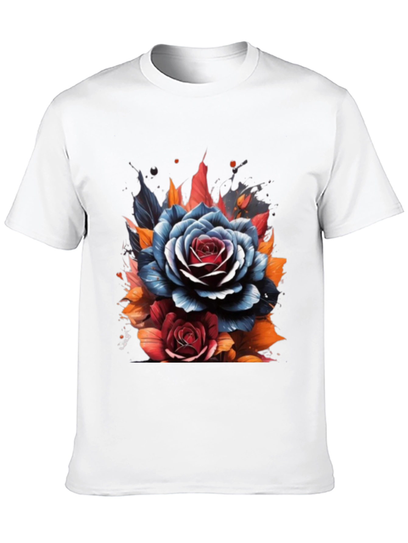 Floral Rose Graphic Tee - Unique Artistic Design