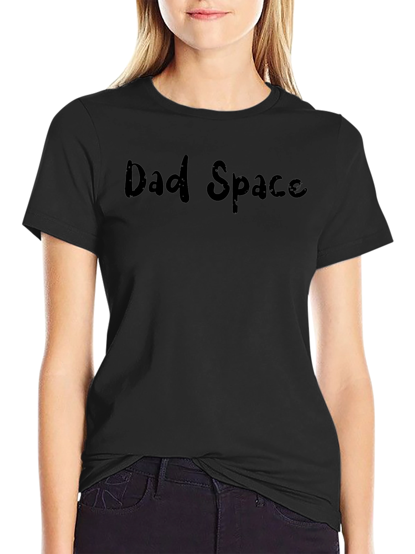 Dad Space Black Cotton T-Shirt
