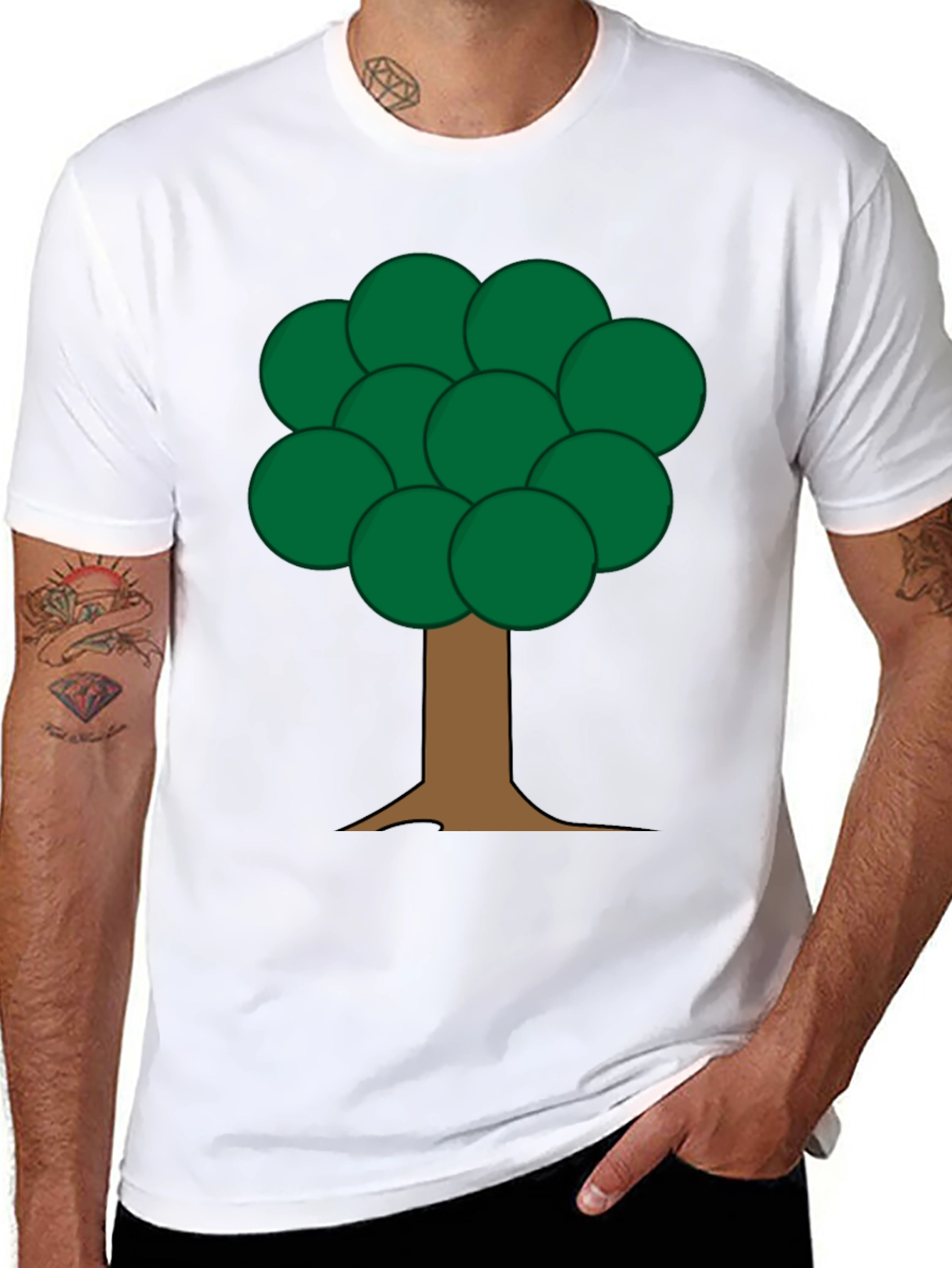 Cartoon Tree Graphic Black T-Shirt