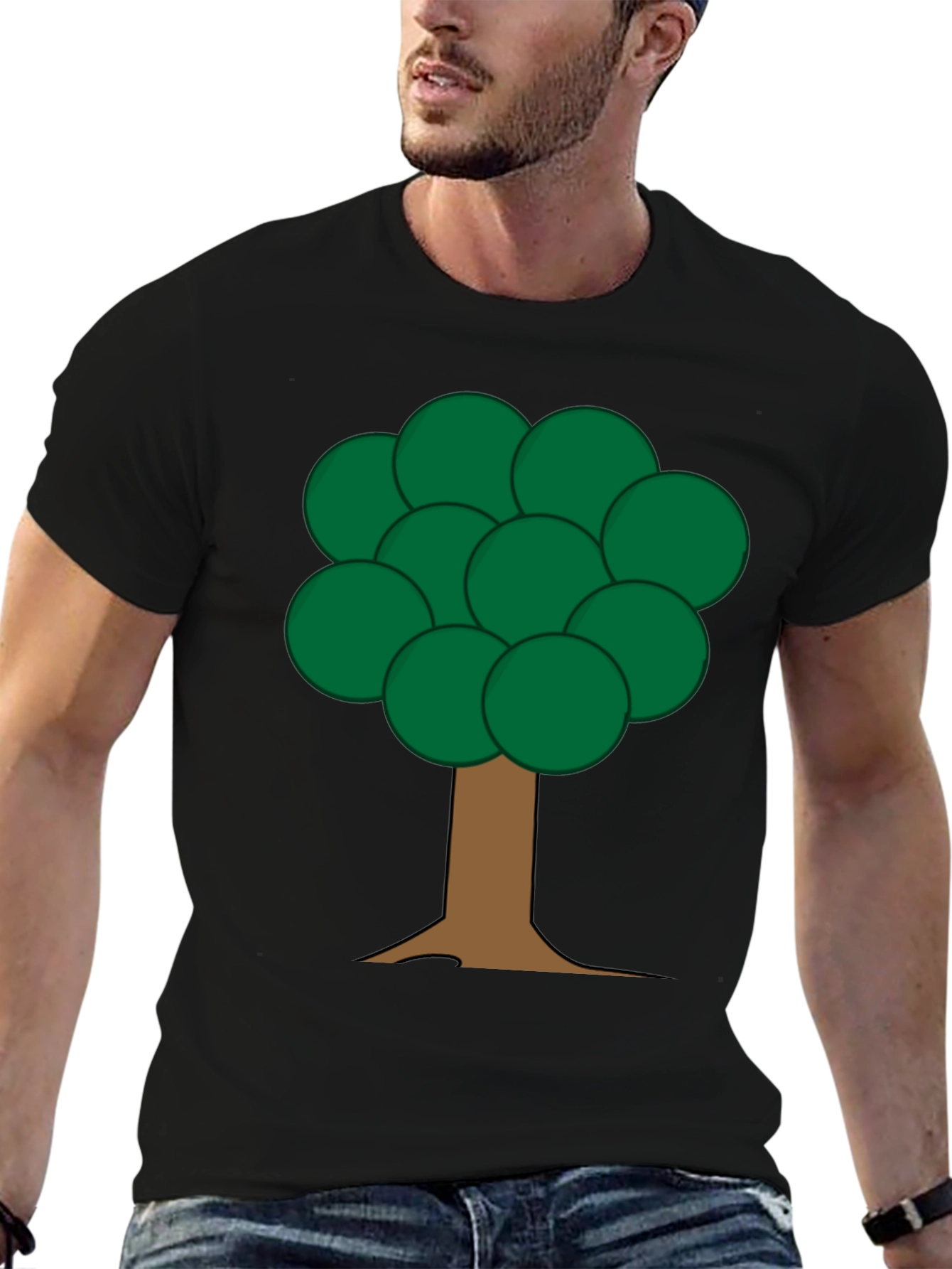 Cartoon Tree Graphic Black T-Shirt